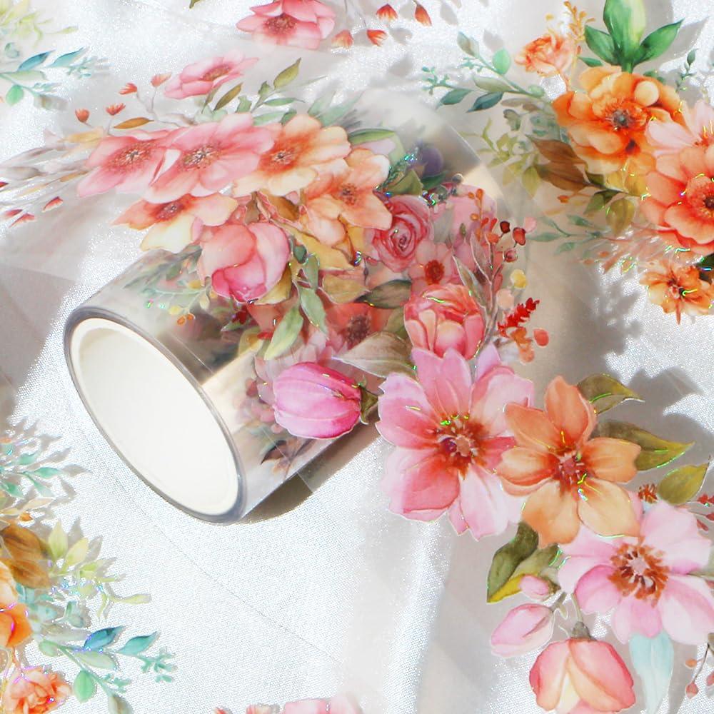 Cinta Washi Floral IPEWOEF 2m PET Decorativa Naranja