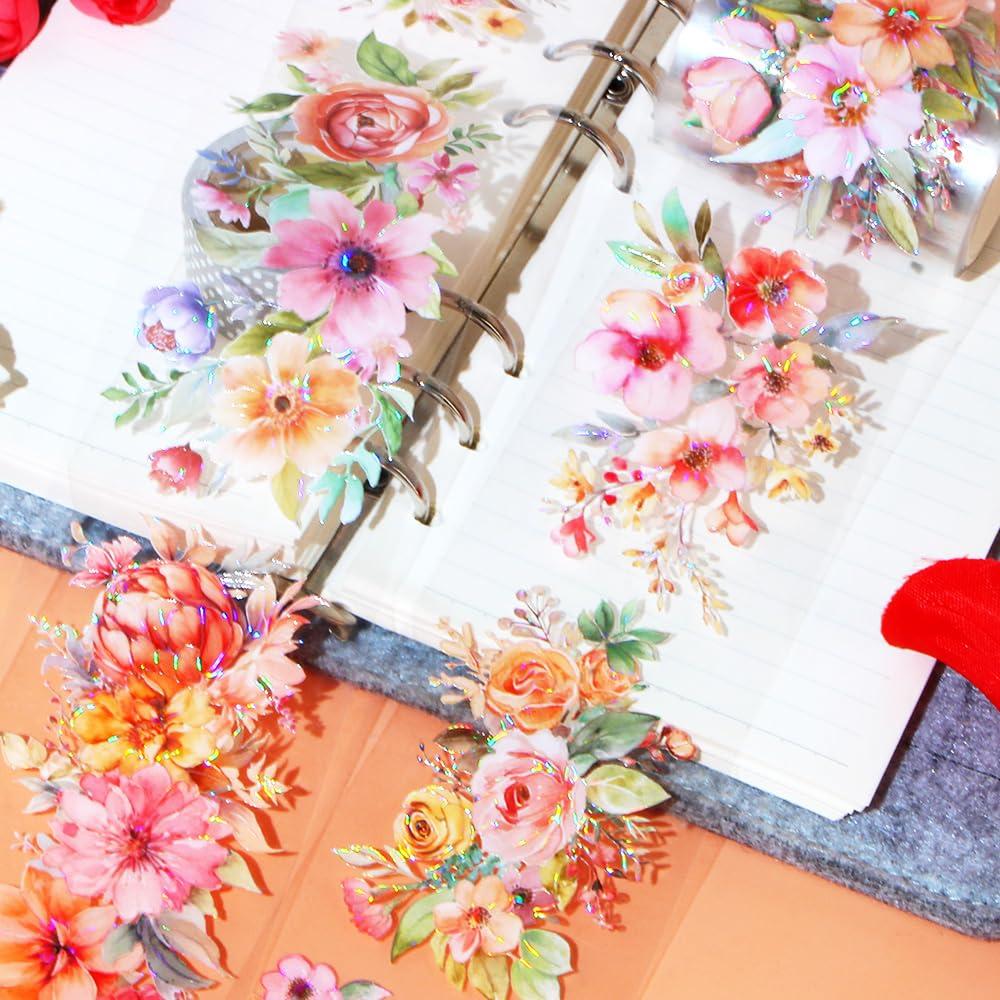 Cinta Washi Floral IPEWOEF 2m PET Decorativa Naranja