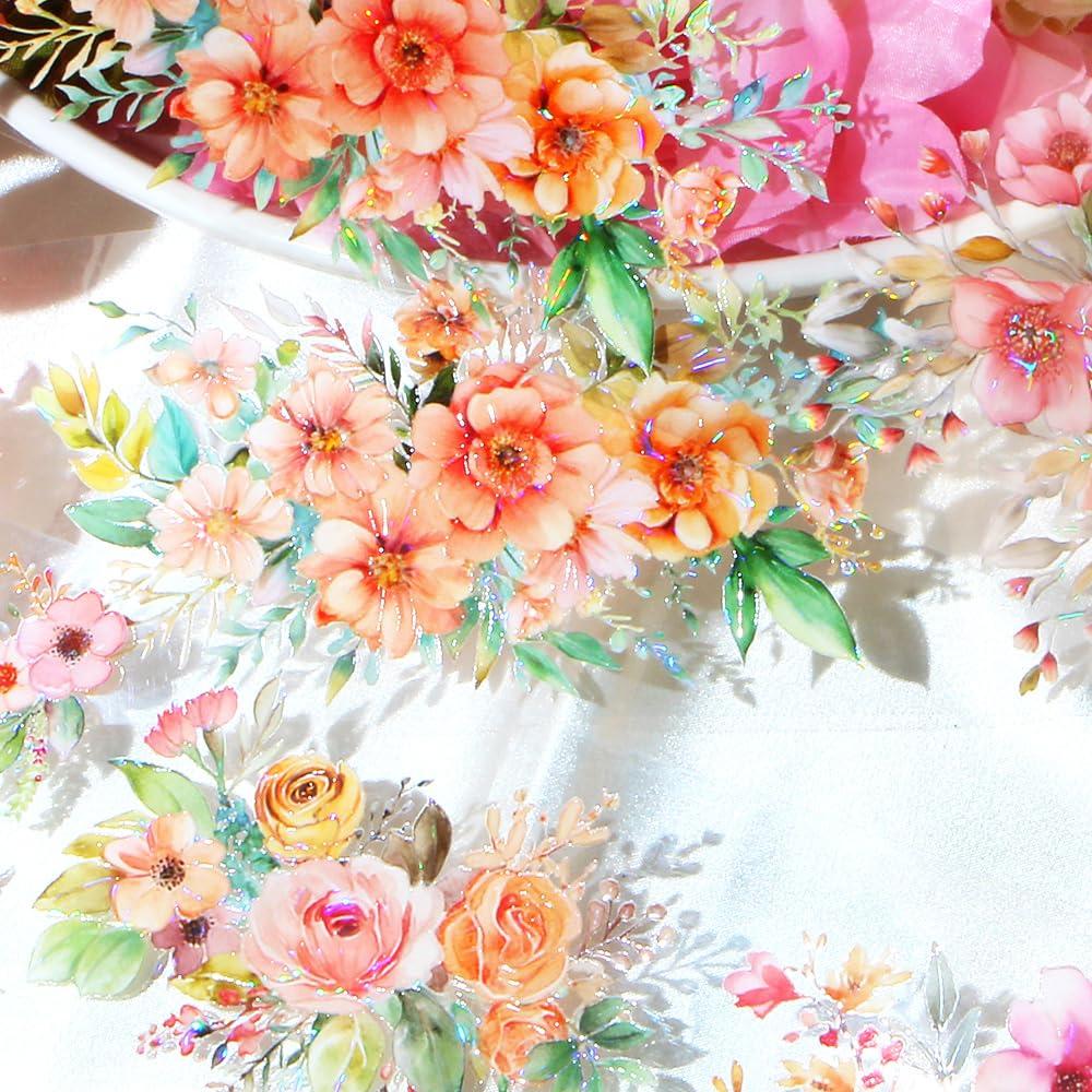 Cinta Washi Floral IPEWOEF 2m PET Decorativa Naranja