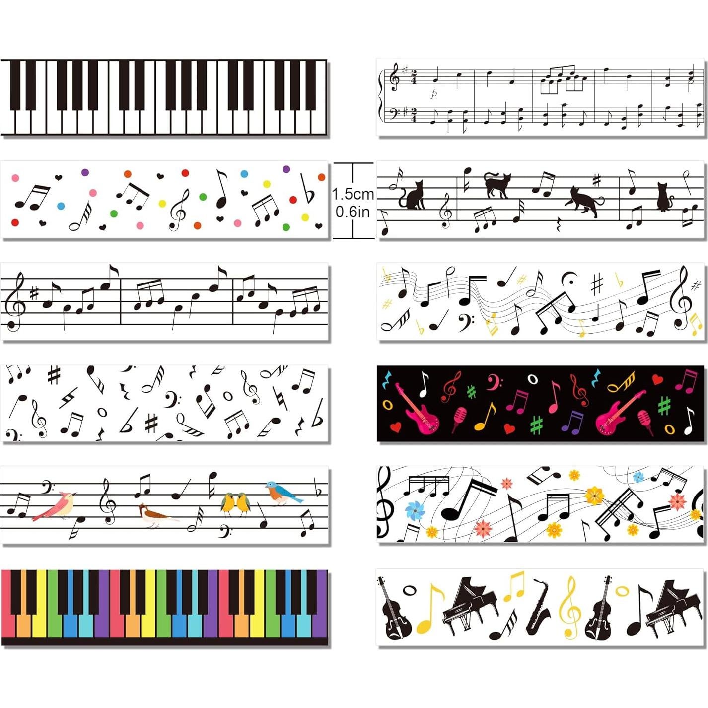 Juego de Cinta Washi Musical Adirasenotek 12 Rollos 508 cm