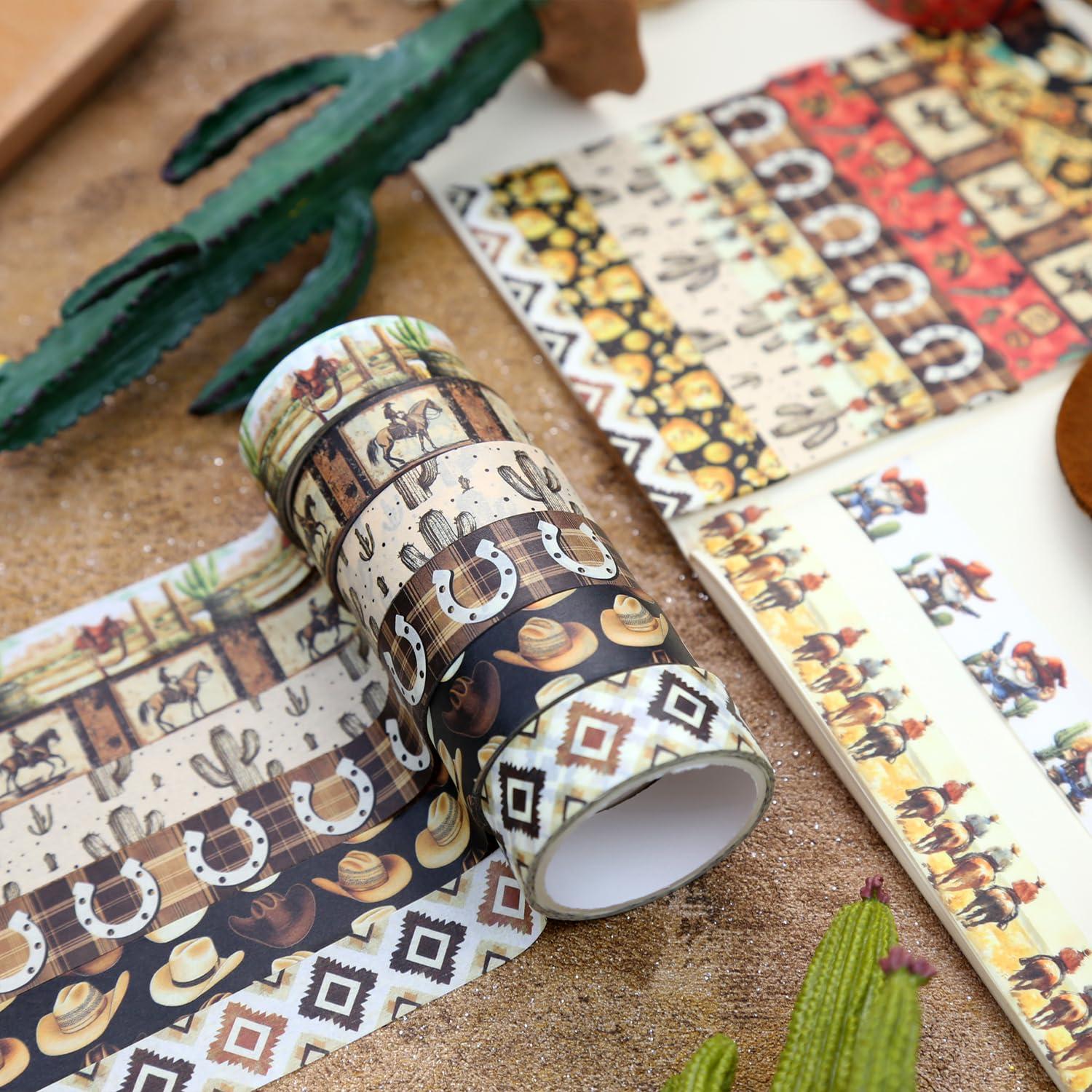 Juego de 12 Rollos de Cinta Washi NIKEMIE Temática Vaquera