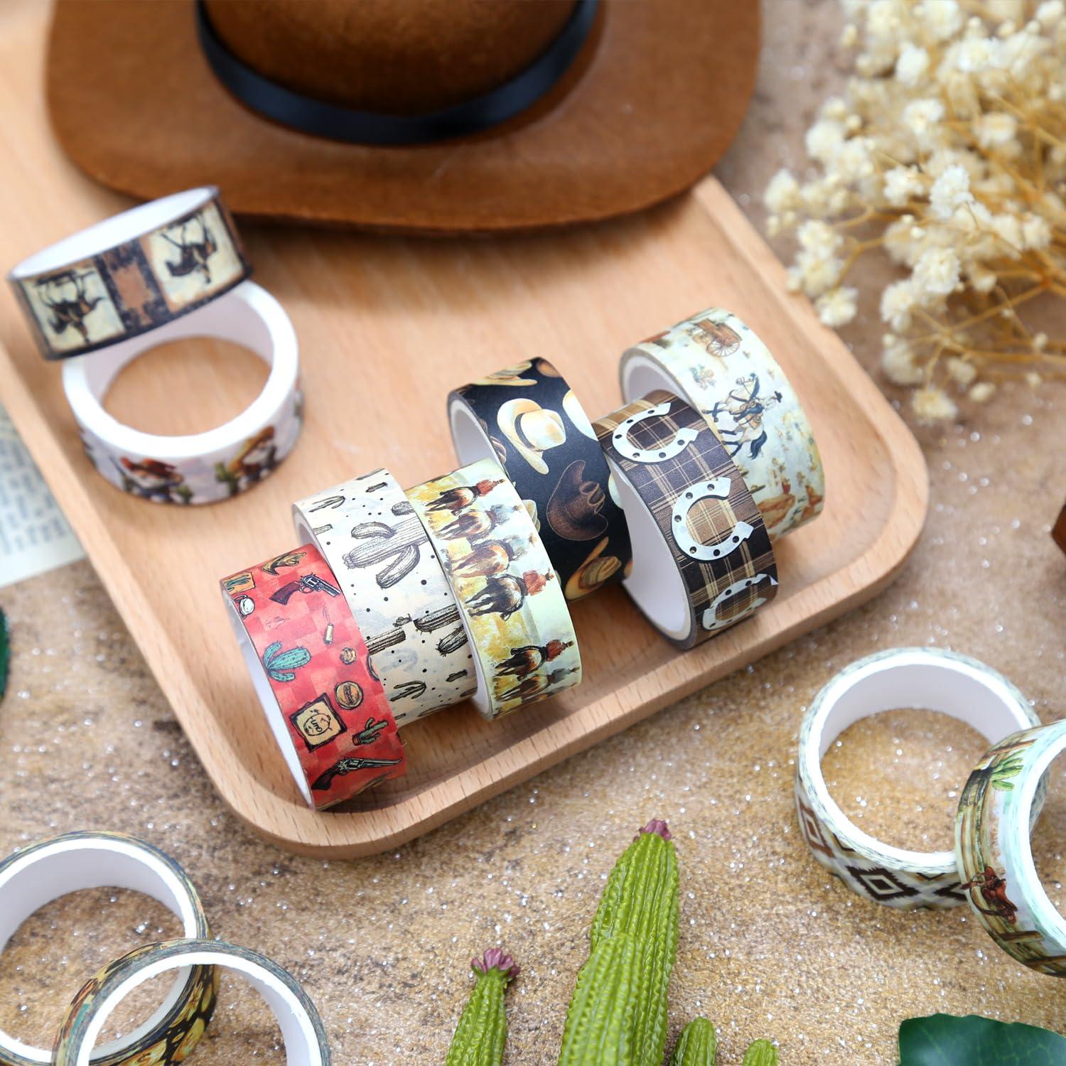 Juego de 12 Rollos de Cinta Washi NIKEMIE Temática Vaquera