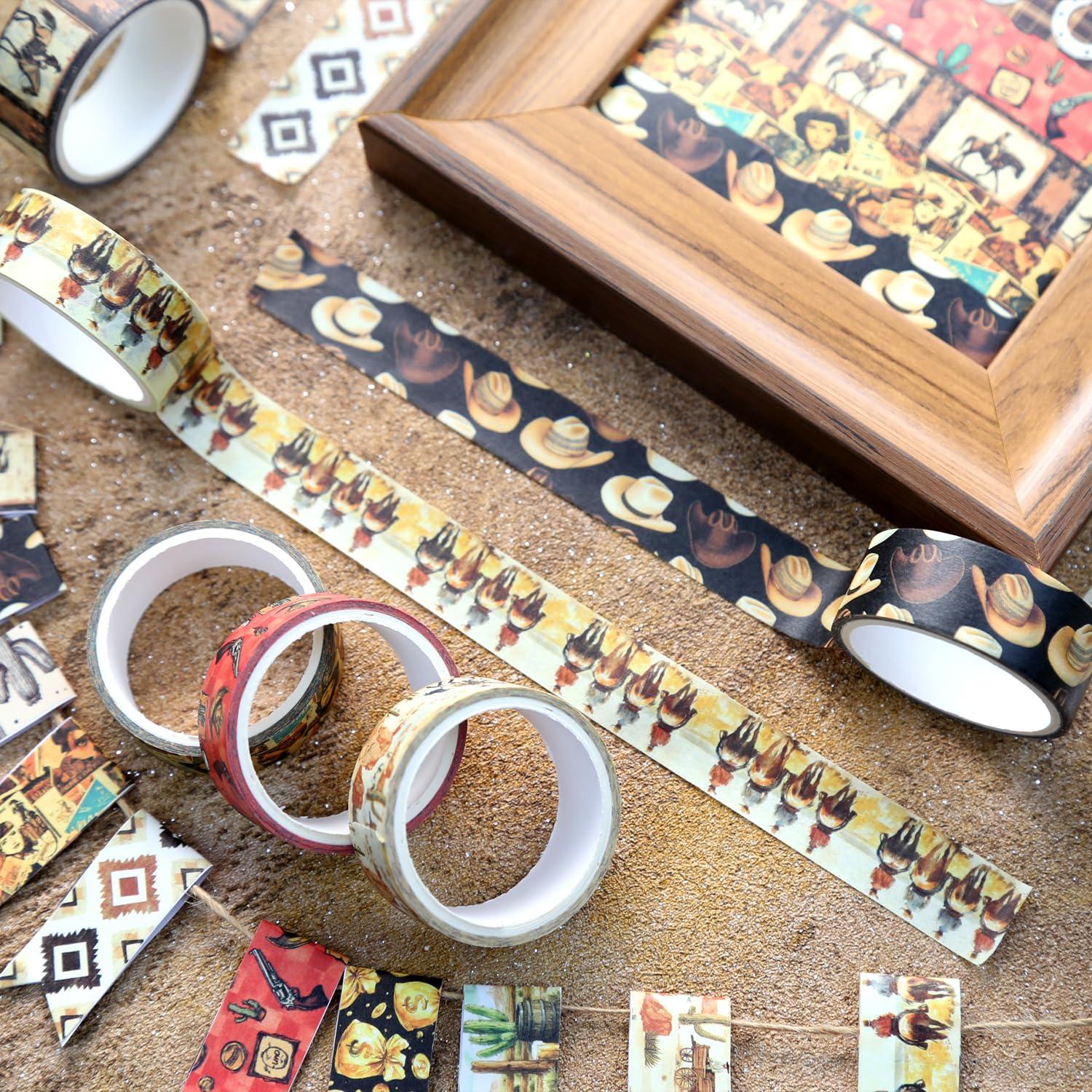 Juego de 12 Rollos de Cinta Washi NIKEMIE Temática Vaquera