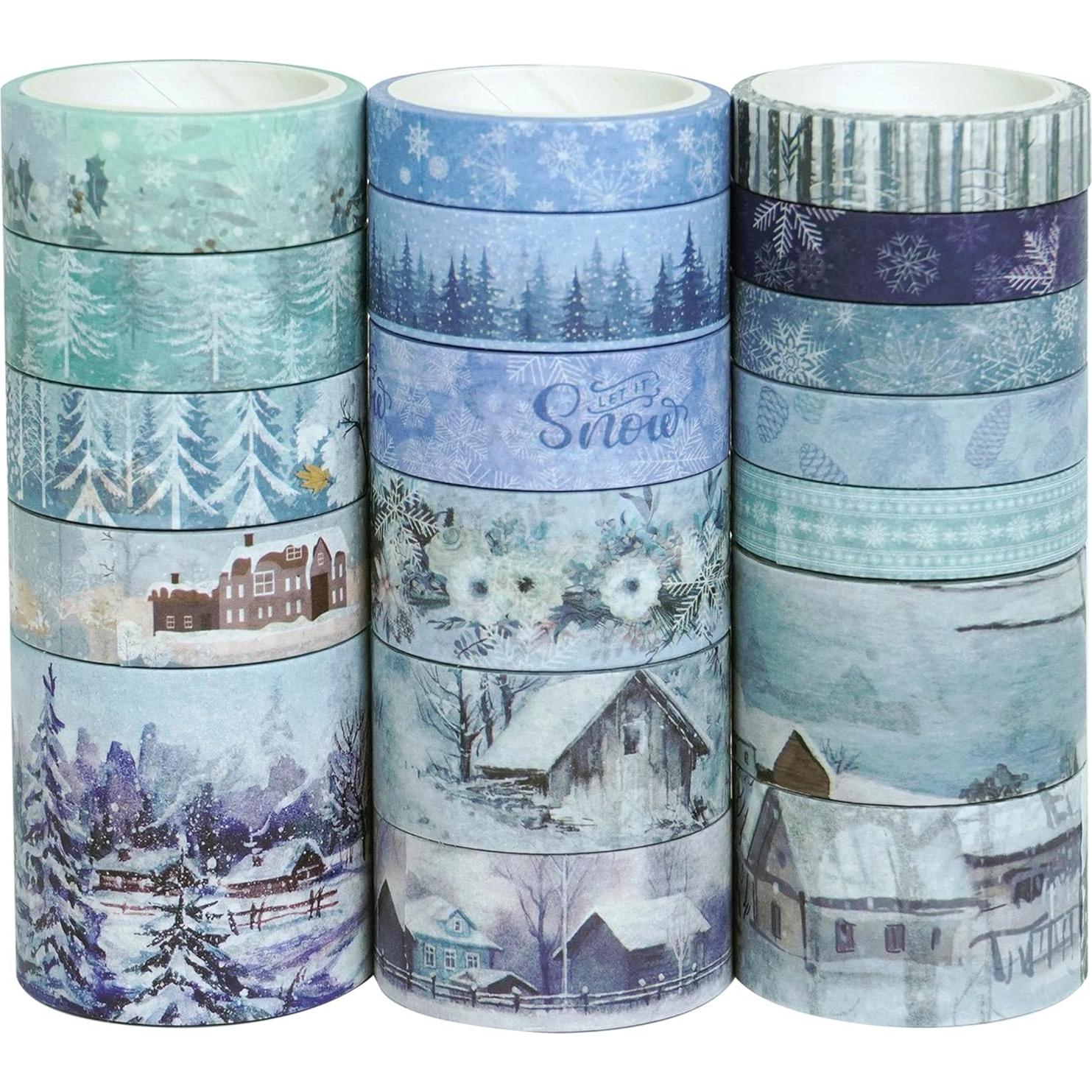 Conjunto de Cinta Washi YUBX Invierno 18 Rollos 4m Decorativa