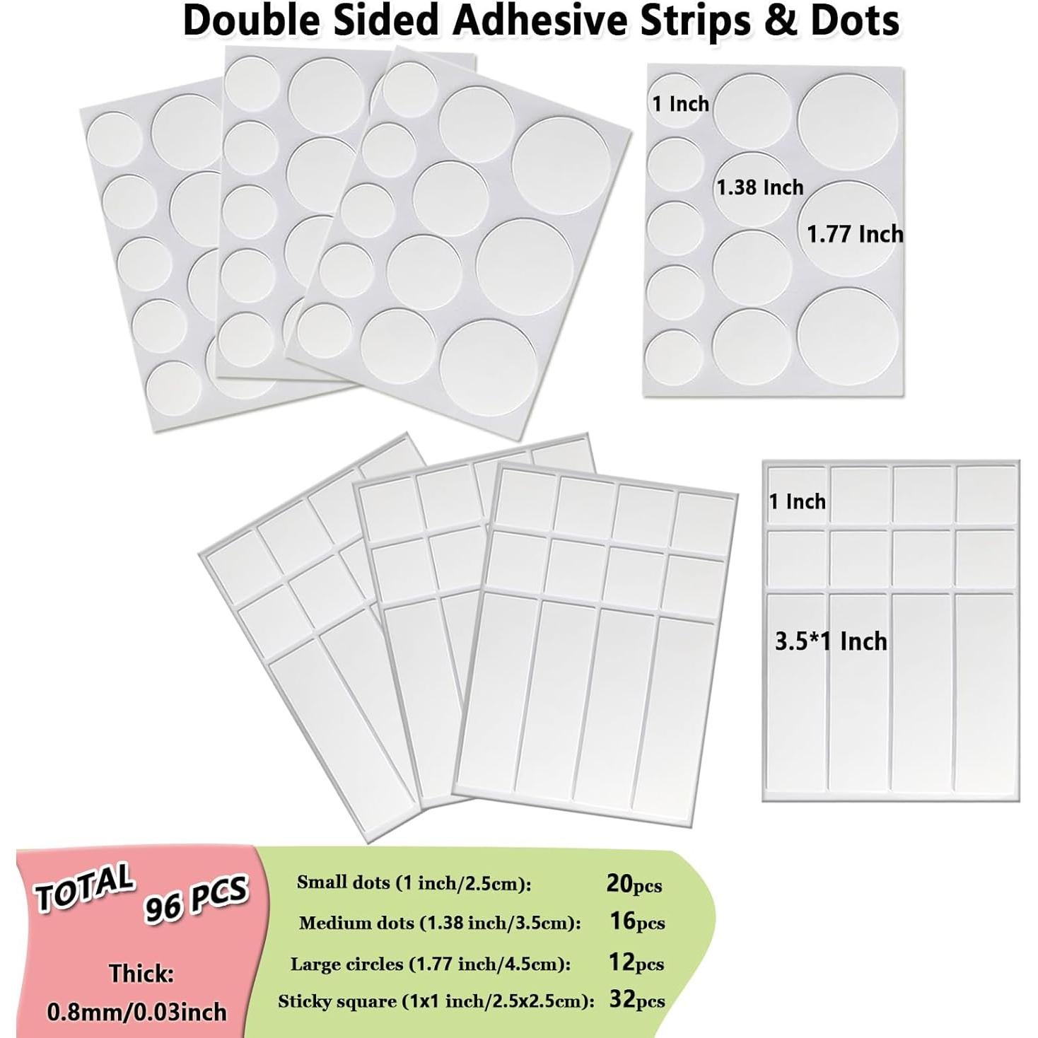 Cinta de Montaje Doble Cara Wensskku 96PCS 20.6x14.6cm