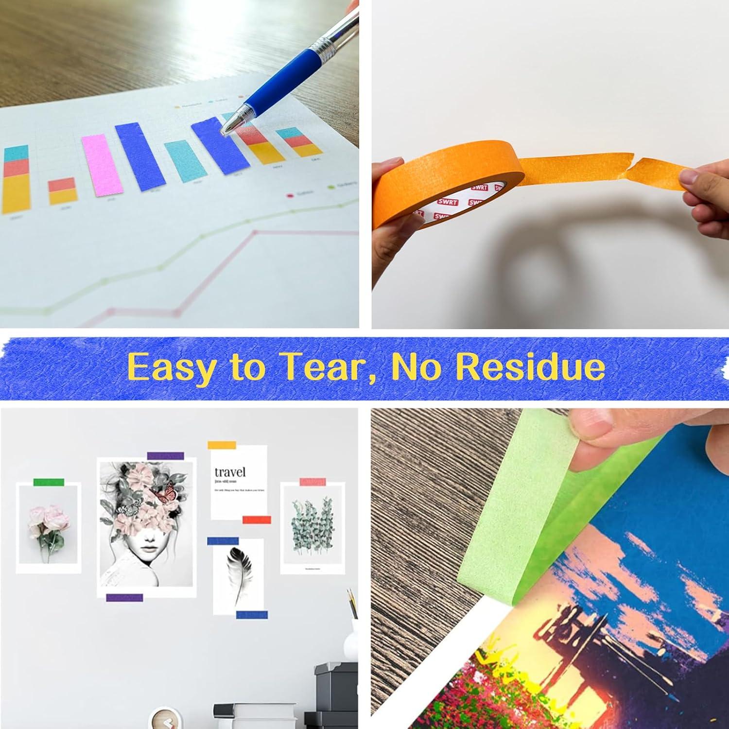 Cinta de Enmascarar de Colores SWRT 6 Rollos 1.8 cm x 14.6 m