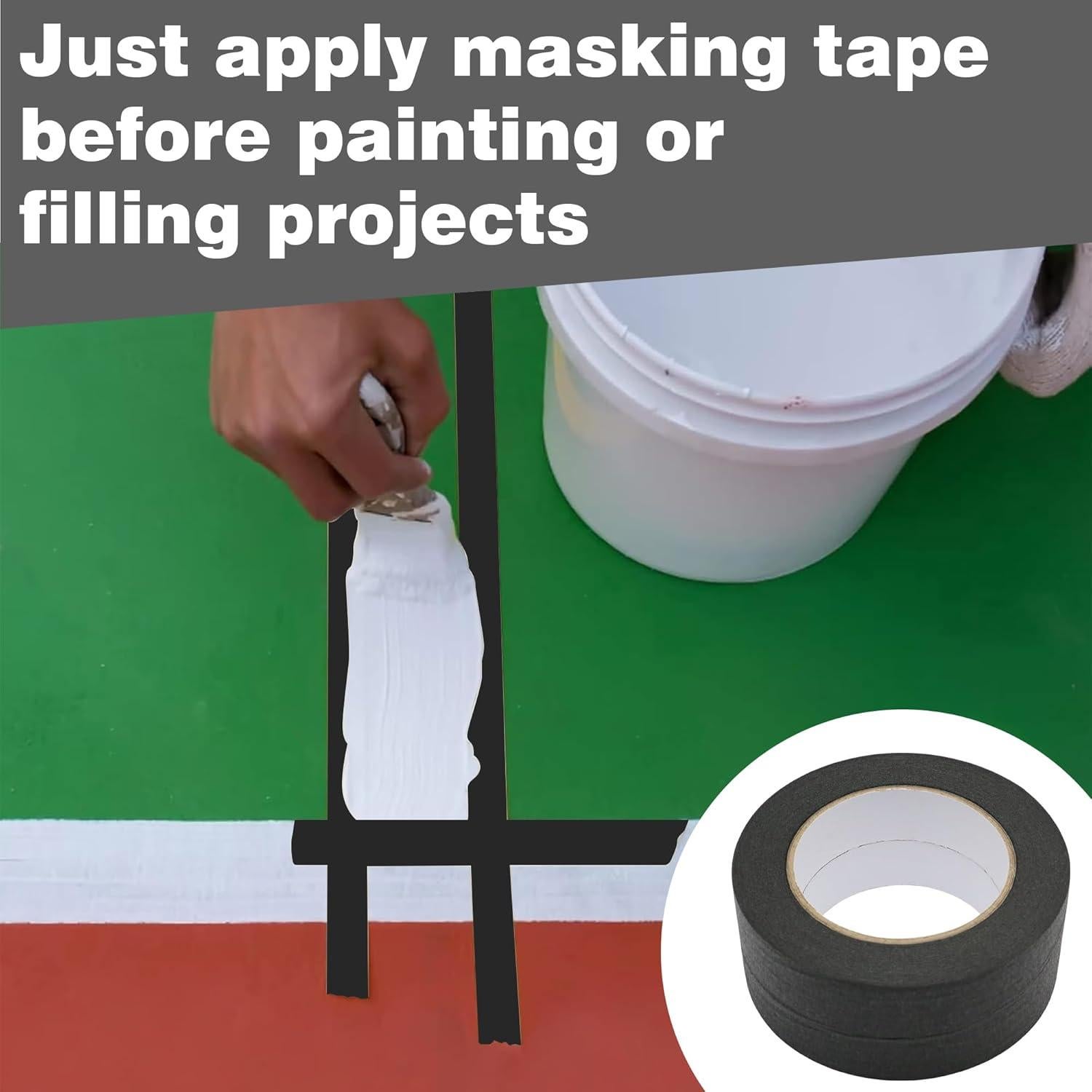 Cinta de Enmascarar Negra 1" x 50m - 2 Rollos para Manualidades