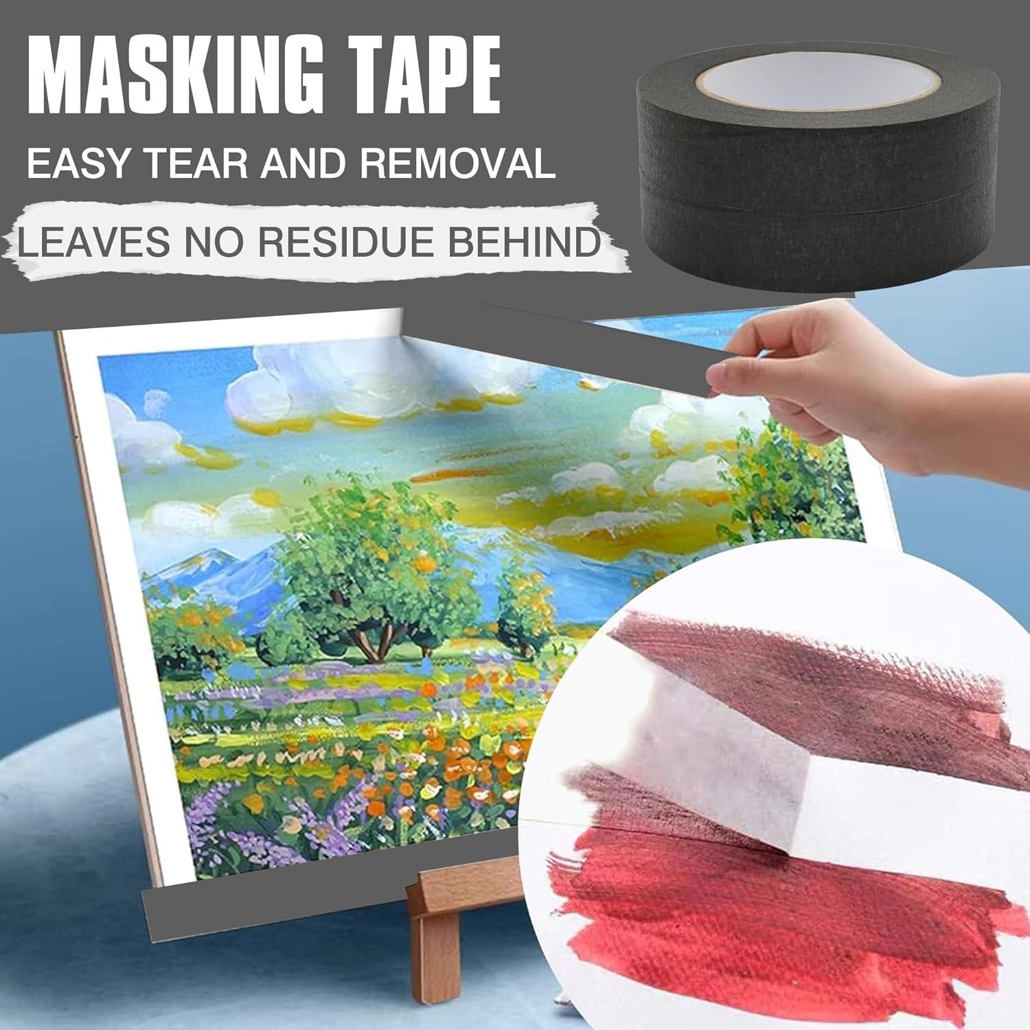 Cinta de Enmascarar Negra 1" x 50m - 2 Rollos para Manualidades