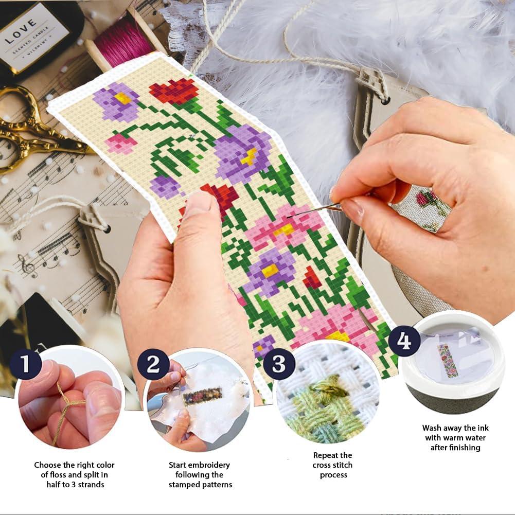 Kit de Marcadores de Punto de Cruz Floral INFUNLY 12 Piezas