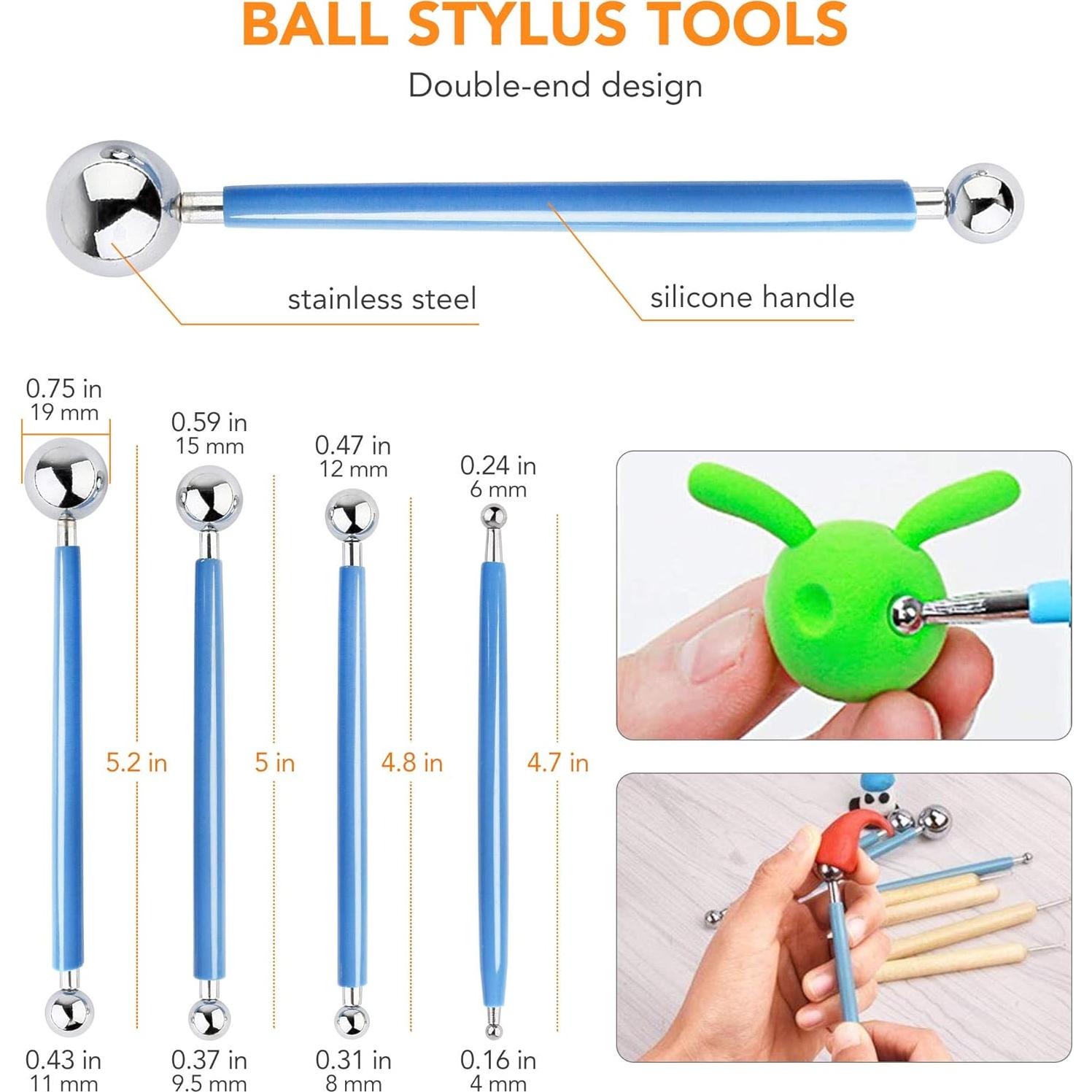 Kit de Herramientas de Arcilla LotFancy 30 Piezas - Acero Inoxidable y Madera