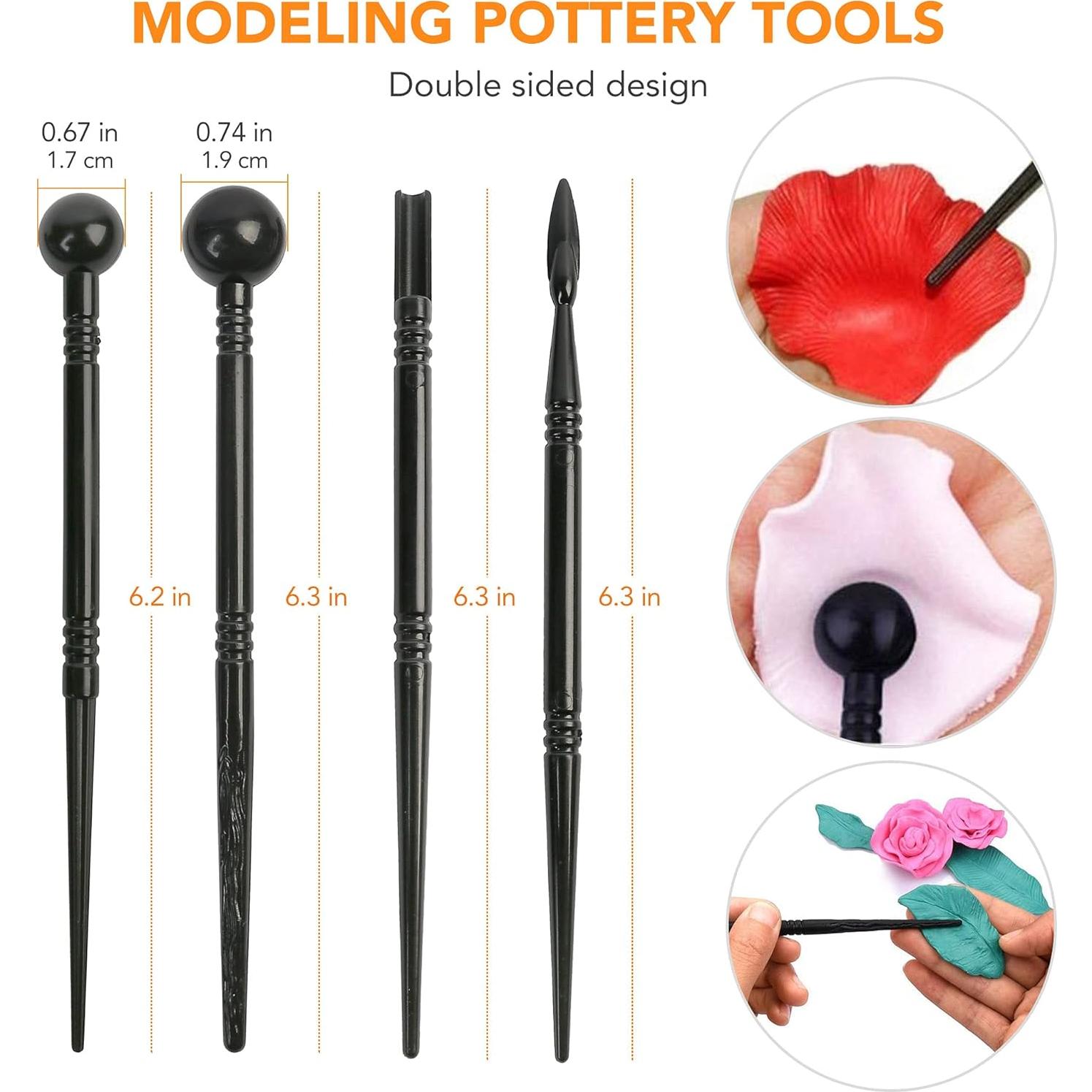 Kit de Herramientas de Arcilla LotFancy 30 Piezas - Acero Inoxidable y Madera