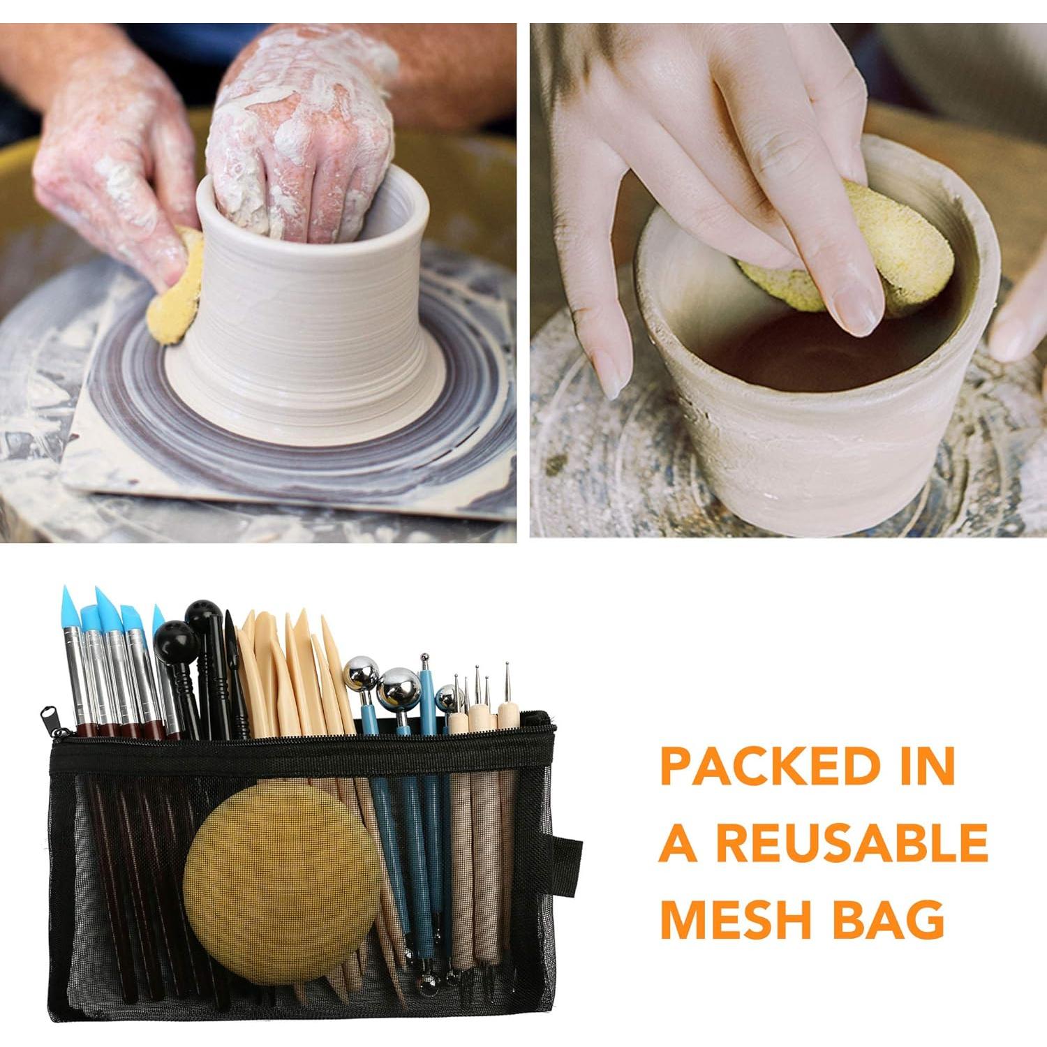 Kit de Herramientas de Arcilla LotFancy 30 Piezas - Acero Inoxidable y Madera