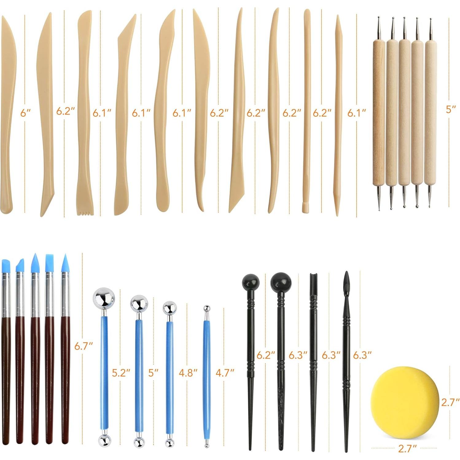 Kit de Herramientas de Arcilla LotFancy 30 Piezas - Acero Inoxidable y Madera