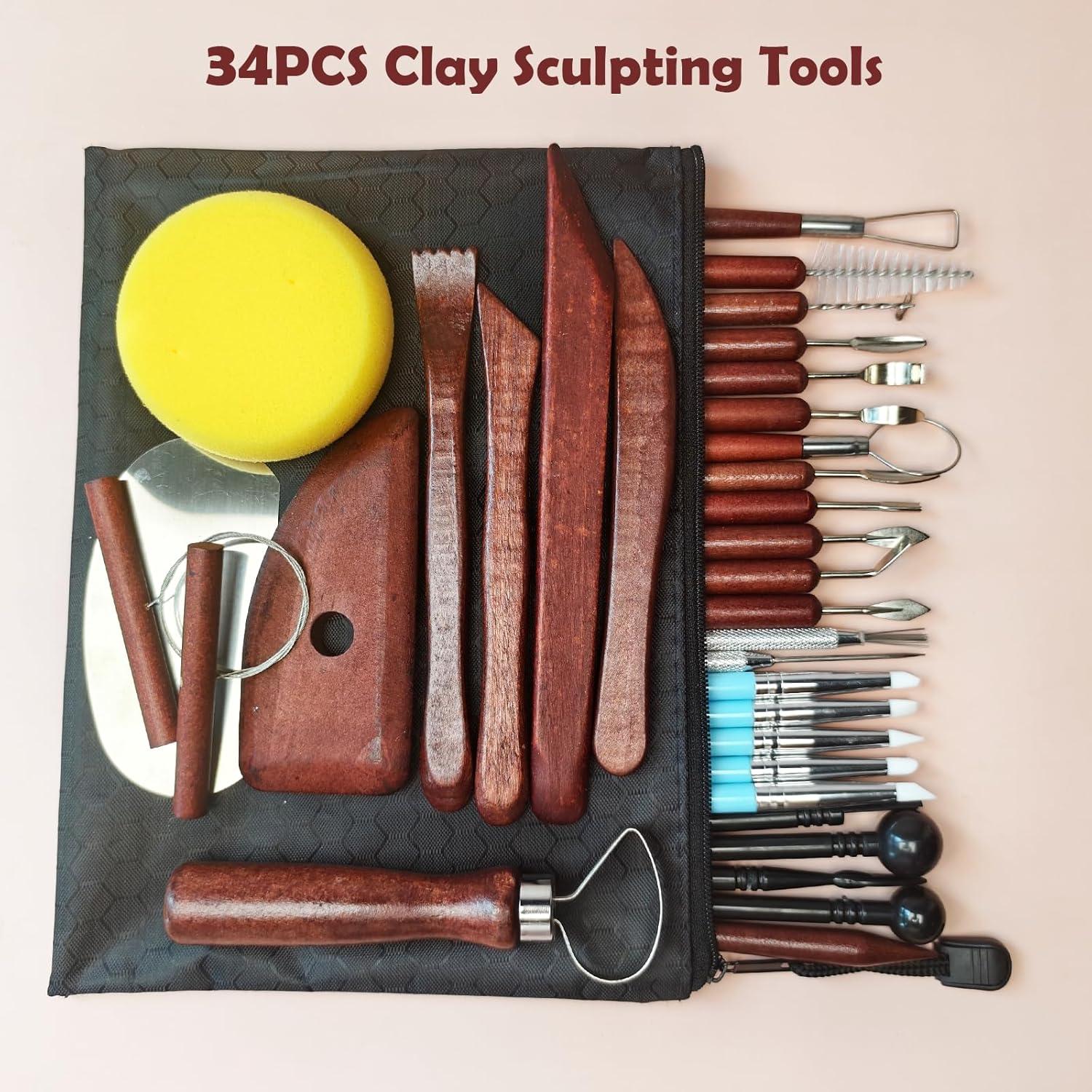 Kit de Herramientas de Arcilla Thyrflen 34 Piezas para Escultura