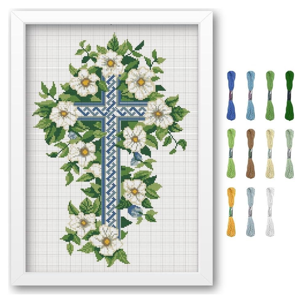 Kit de Punto Cruz FREEBLOSS Flores de Primavera para Principiantes