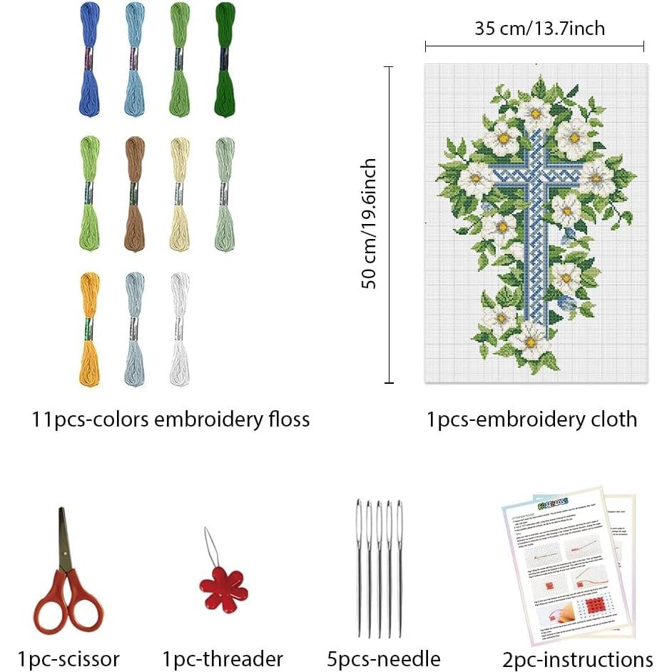 Kit de Punto Cruz FREEBLOSS Flores de Primavera para Principiantes