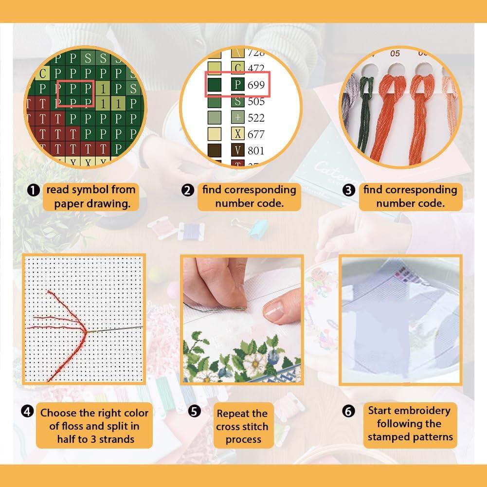 Kit de Punto Cruz FREEBLOSS Flores de Primavera para Principiantes