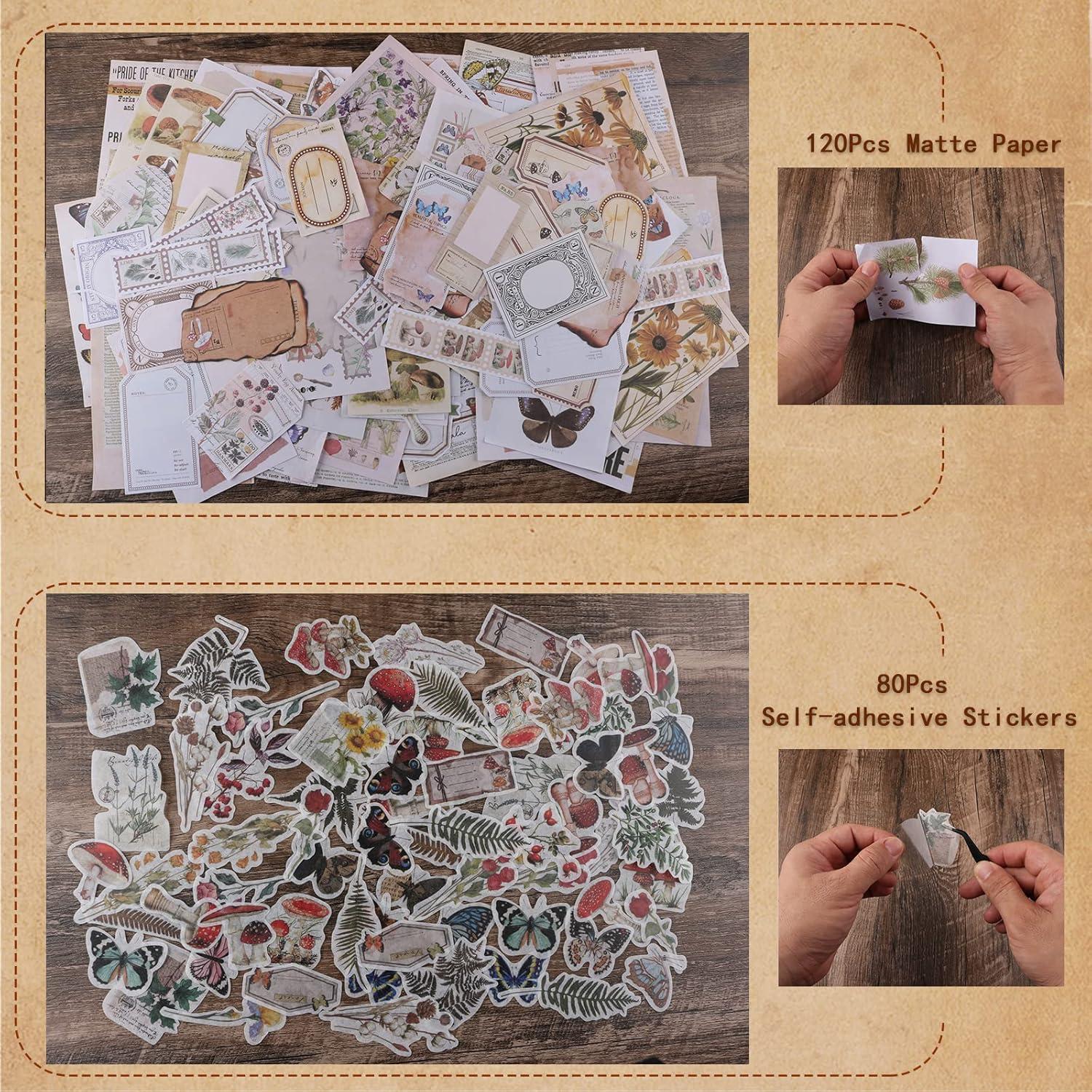 Kit 200 Stickers Vintage Vecbain para Scrapbooking y Journaling