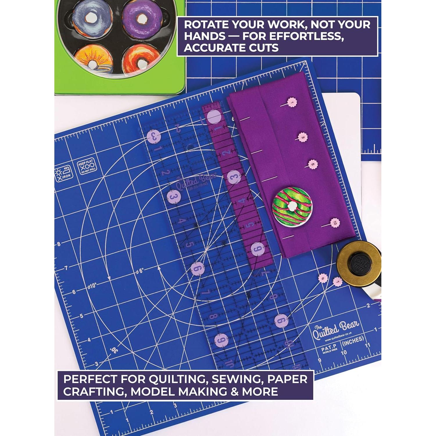 Almohadilla de Corte Rotativa The Quilted Bear 18 x 18 cm Azul