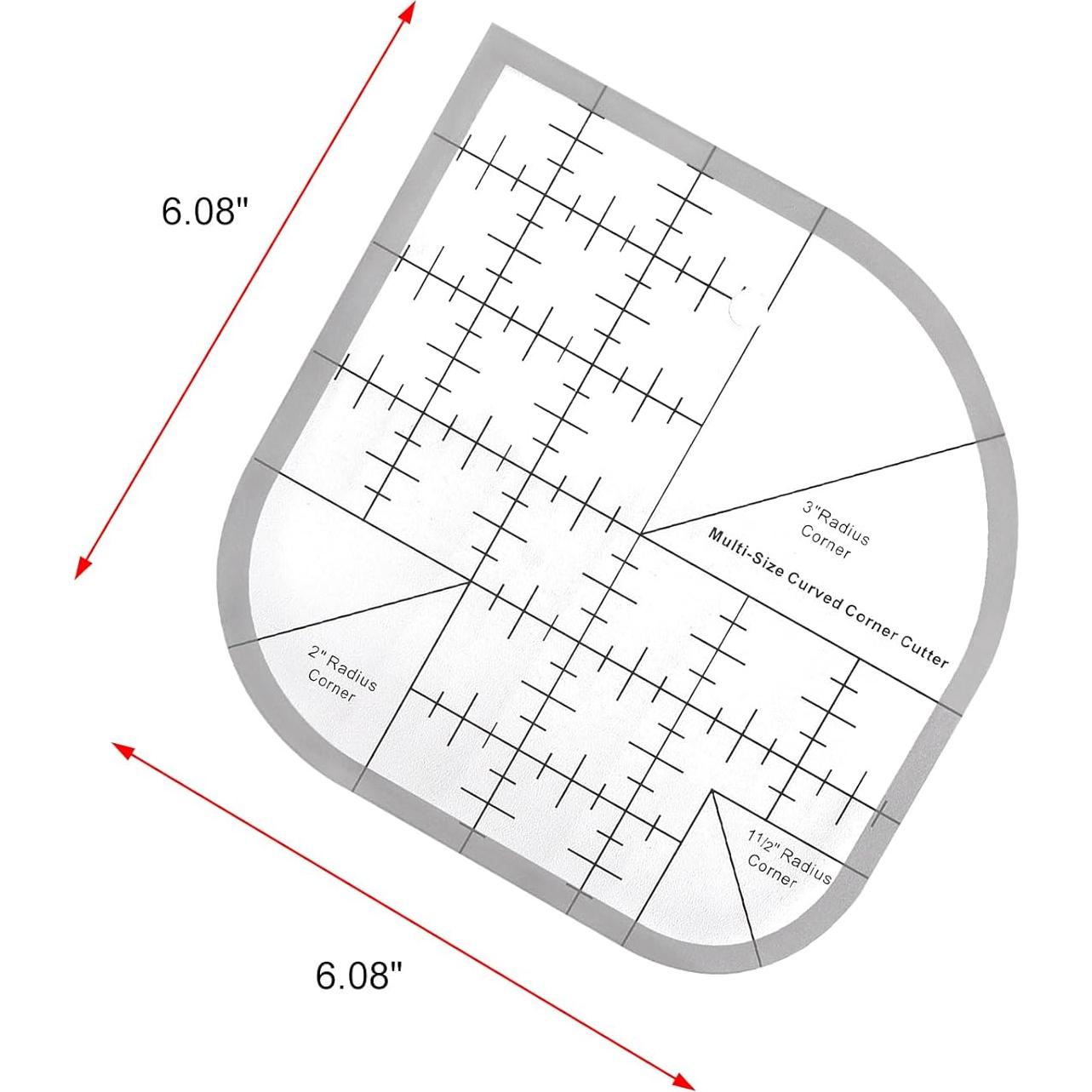 Regla de Costura Acrílica Mairuker 154x154mm con Cortador Curvo