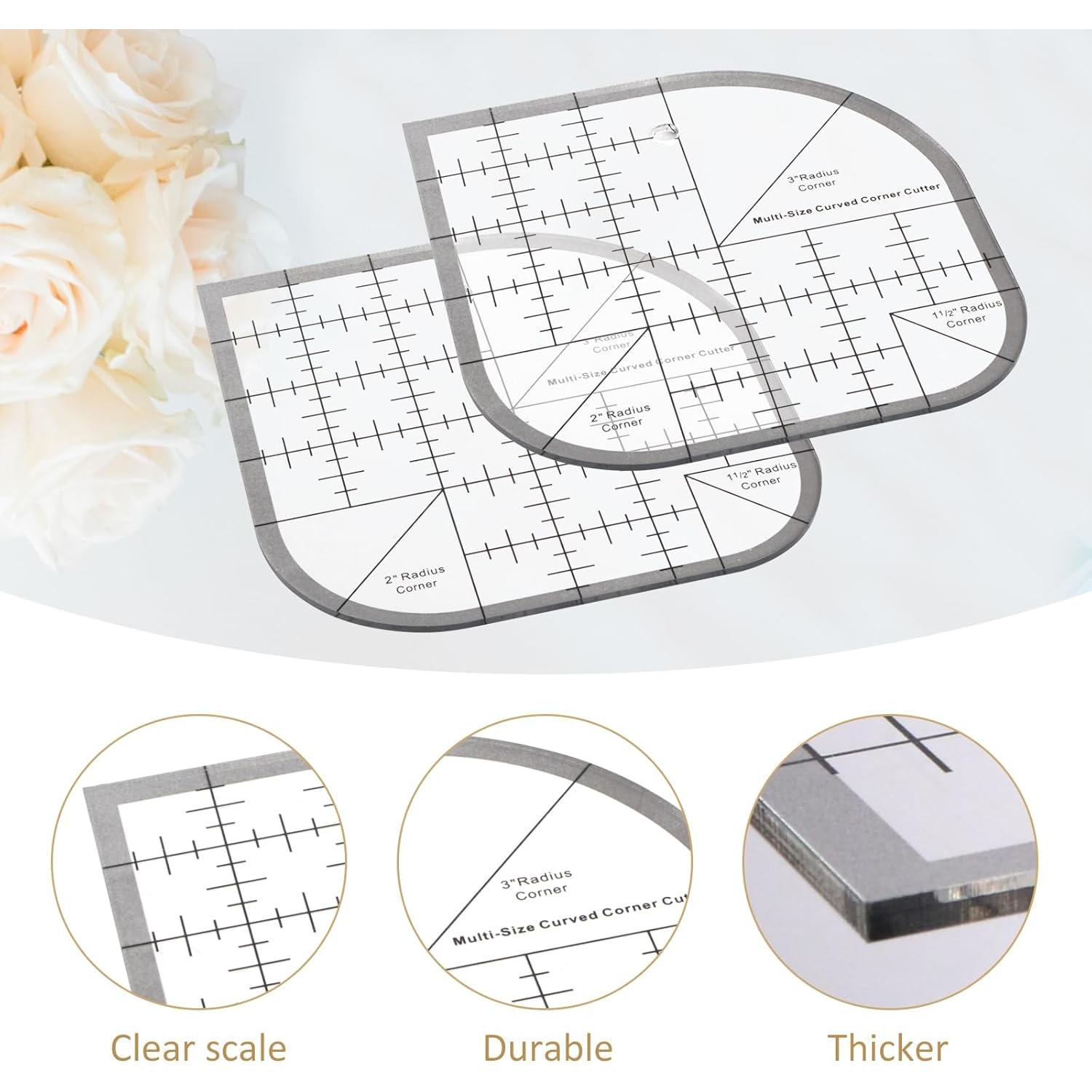 Regla de Costura Acrílica Mairuker 154x154mm con Cortador Curvo