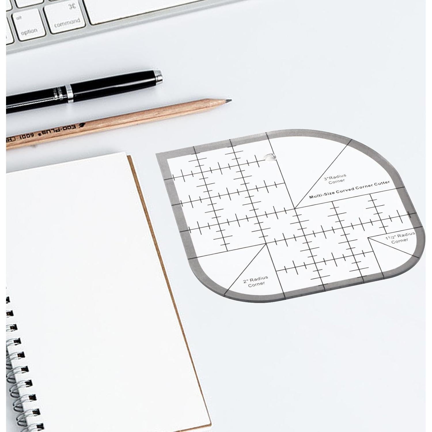 Regla de Costura Acrílica Mairuker 154x154mm con Cortador Curvo