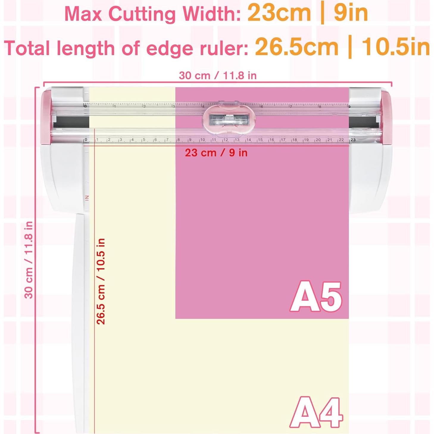 Cortadora de Papel 3 en 1 Meafeng A5 Rosa - Cortes, Perforaciones y Puntuaciones