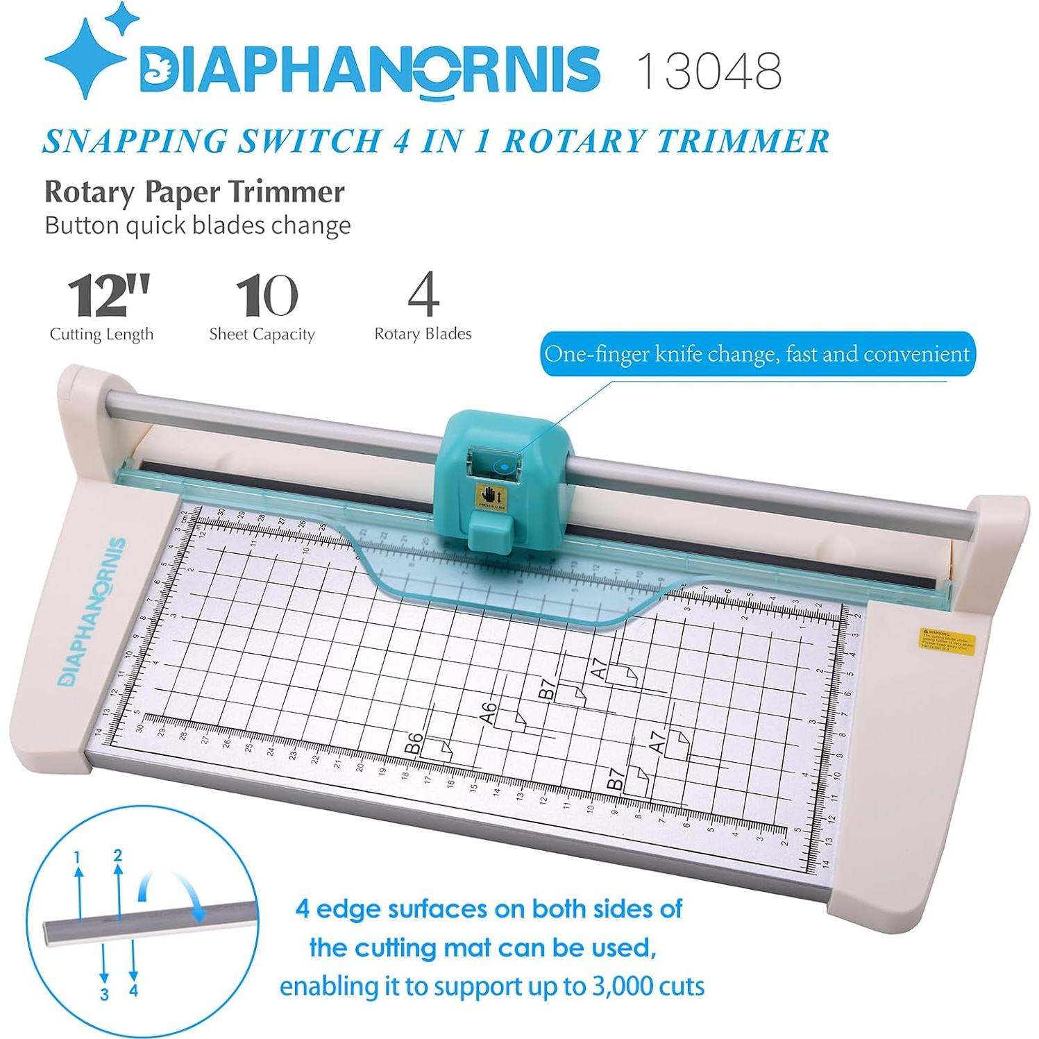 Cortadora de Papel Rotativa 4-en-1 DIAPHANORNIS 30.48 cm