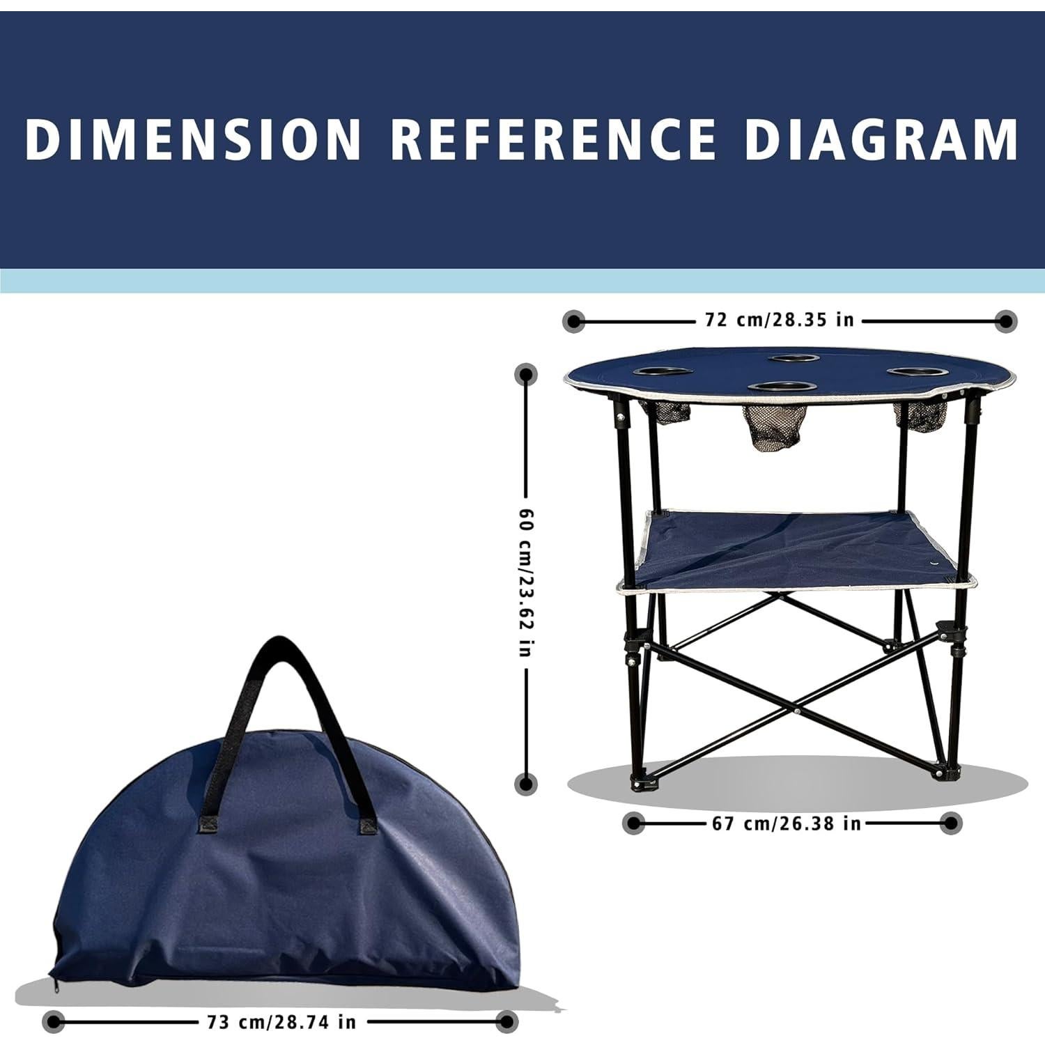 Mesa de Camping Plegable ZRSCHYG Azul 2 Niveles con Portavasos
