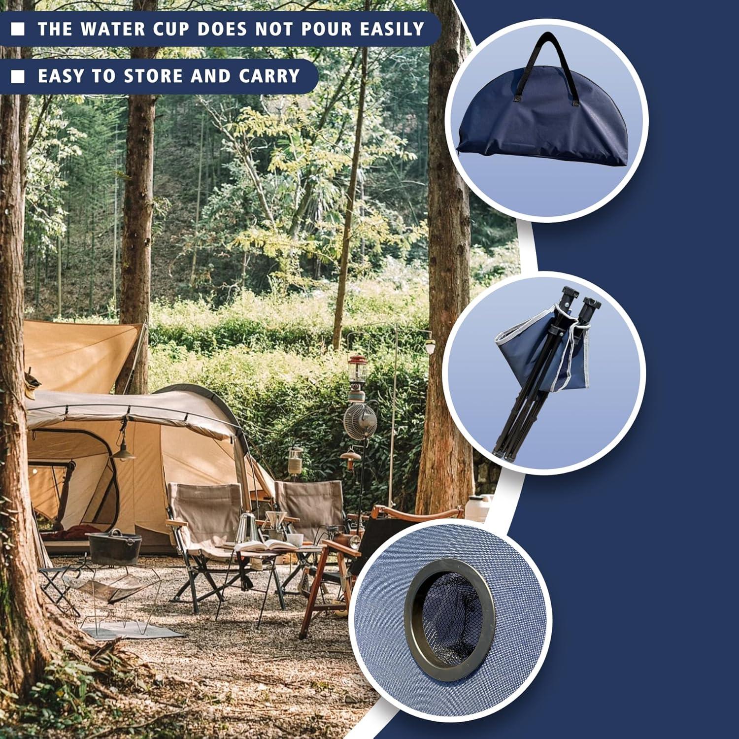 Mesa de Camping Plegable ZRSCHYG Azul 2 Niveles con Portavasos