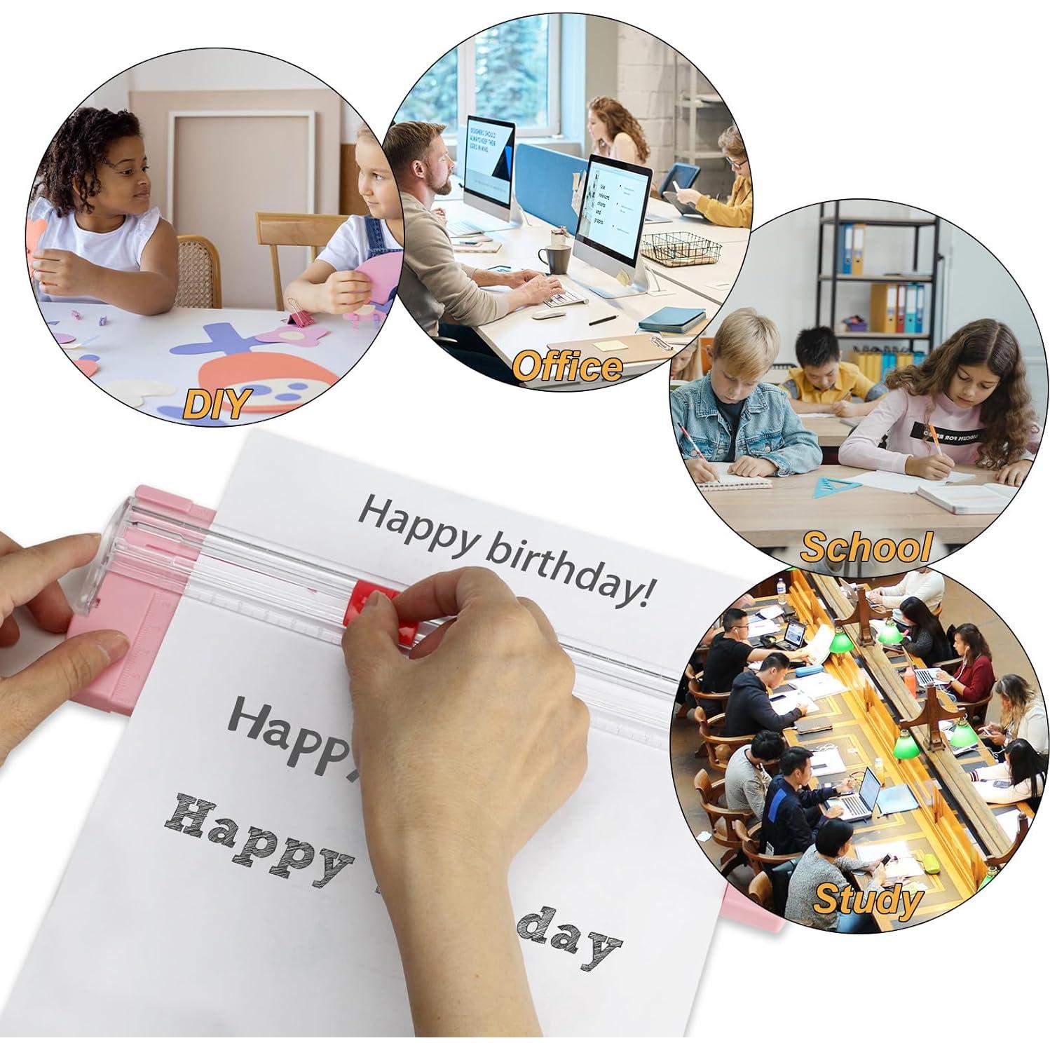 Cortador de Papel Compacto Joibabe Rosa para Manualidades