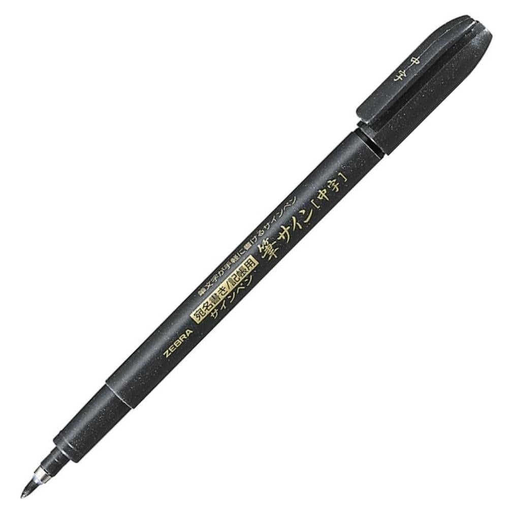 Pluma Pincel Zebra P-WF3 Punta Media Tinta Negra Resistente