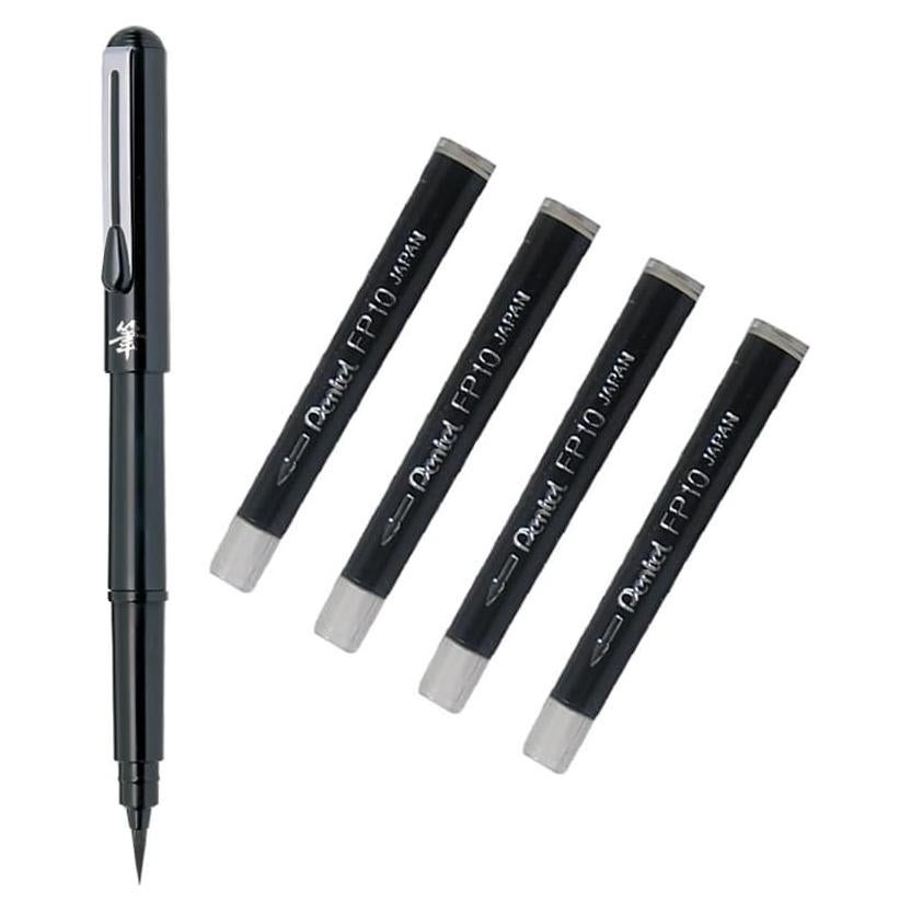 Pluma Pincel Científica Pentel GFKP3-A con 4 Cartuchos