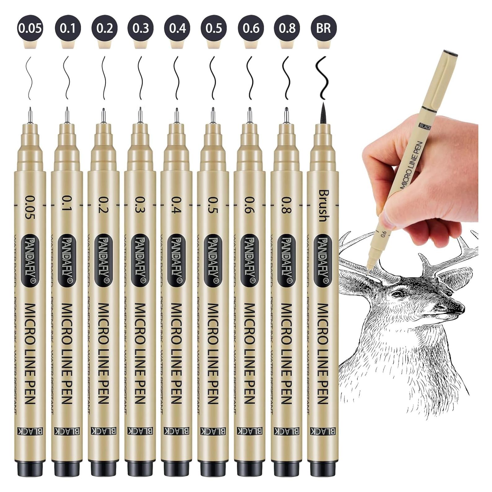 Bolígrafo Micro-Pen Negro PANDAFLY - 9 Tamaños Punta Fina