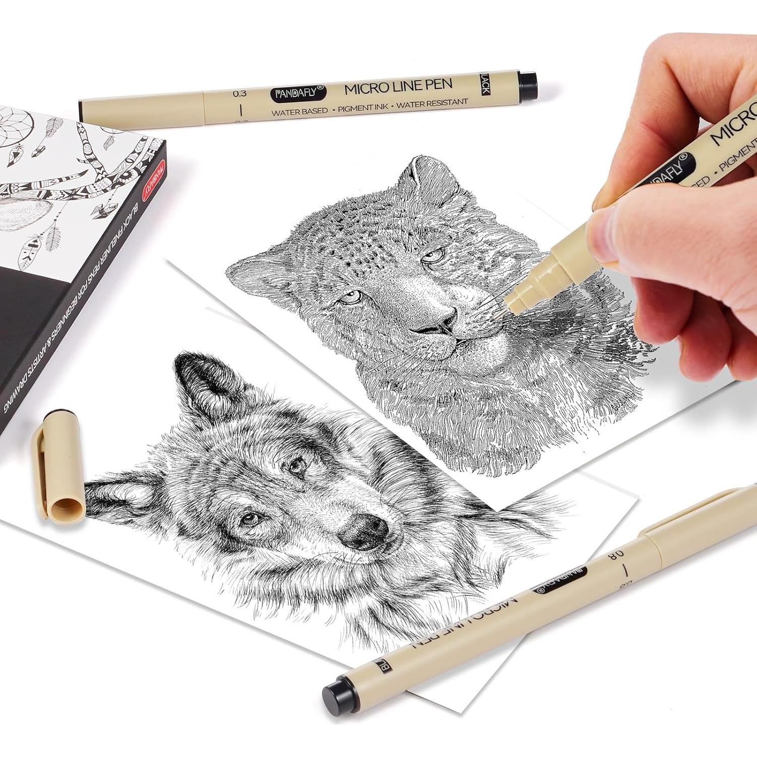 Bolígrafo Micro-Pen Negro PANDAFLY - 9 Tamaños Punta Fina