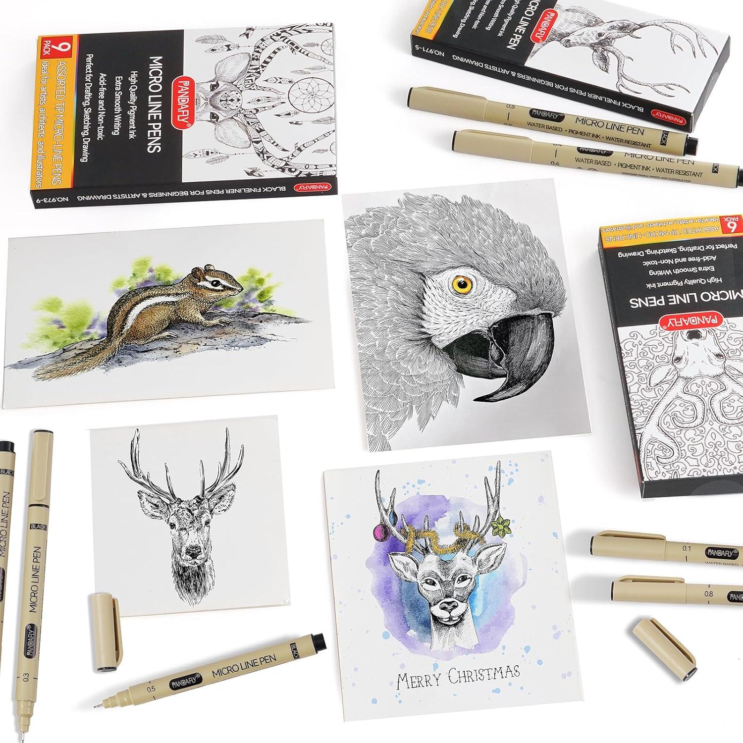 Bolígrafo Micro-Pen Negro PANDAFLY - 9 Tamaños Punta Fina