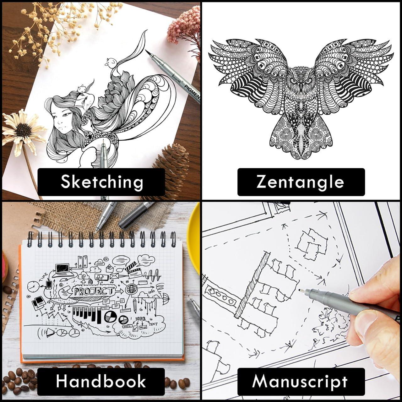 Set de Bolígrafos Fineliner Brusarth 9 Piezas Tinta Negra