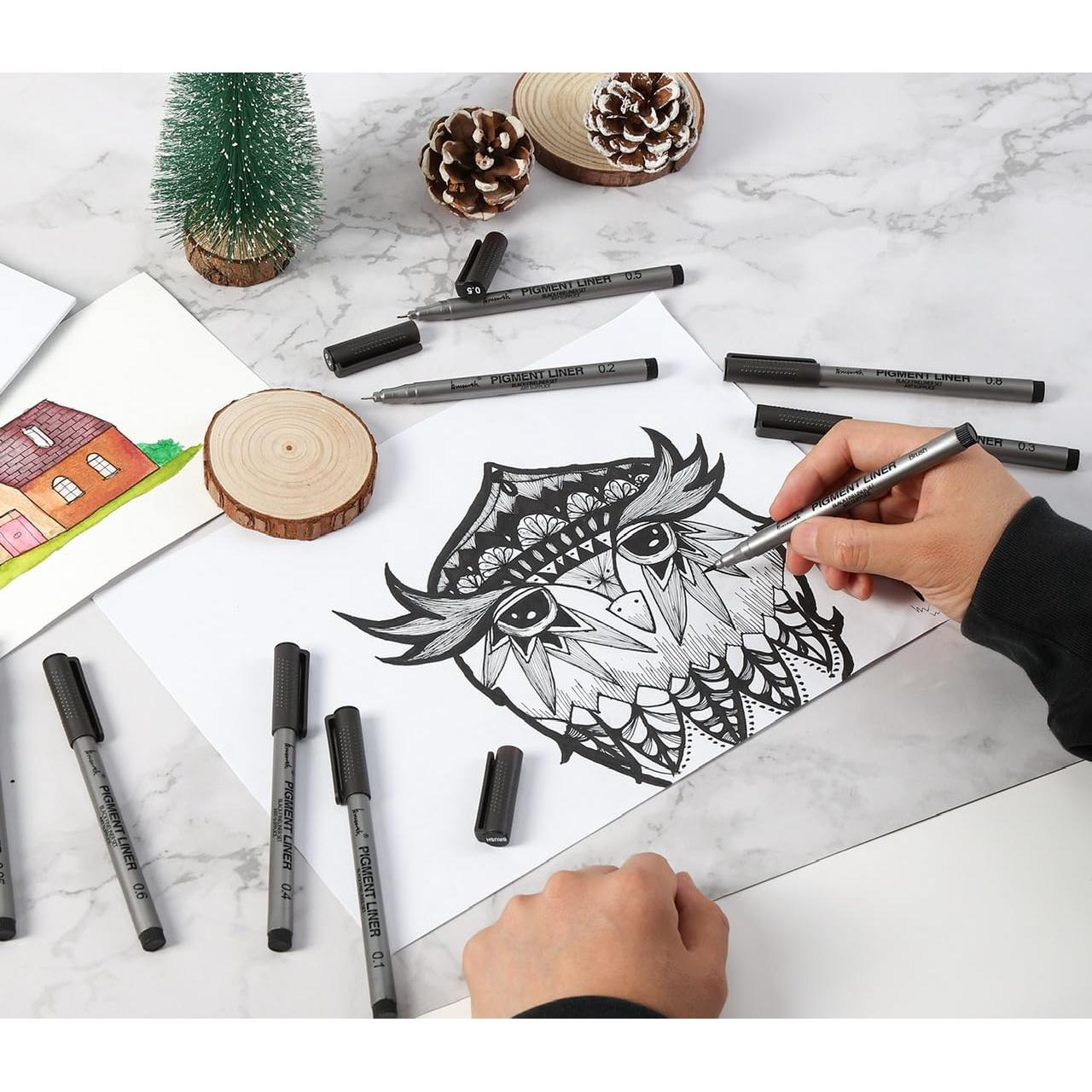 Set de Bolígrafos Fineliner Brusarth 9 Piezas Tinta Negra