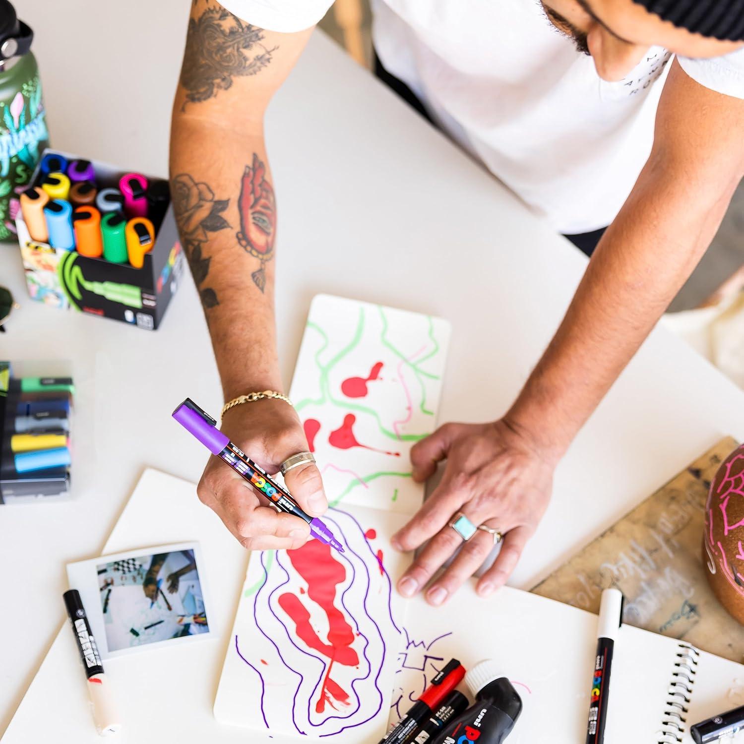 Marcador de Pintura Acrílica Posca Uni, PC-5M Punta Media, Negro