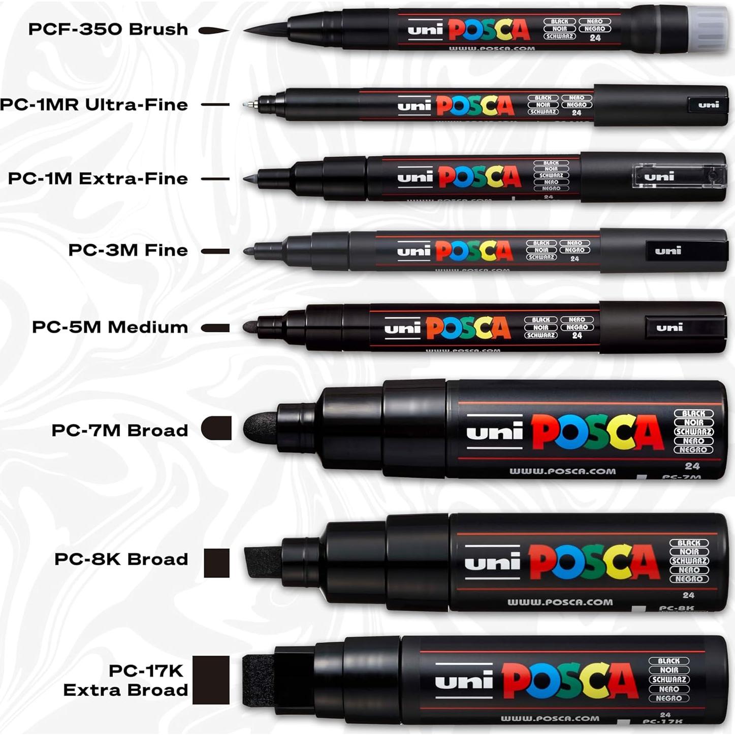 Marcador de Pintura Acrílica Posca Uni, PC-5M Punta Media, Negro