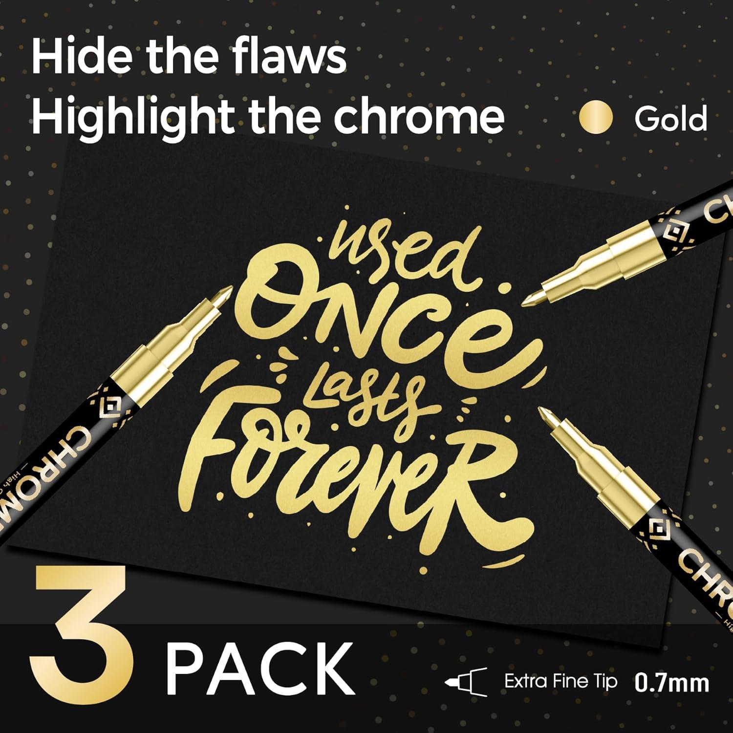 Marcadores de pintura cromada dorada Pagather - 3 piezas 0.7mm
