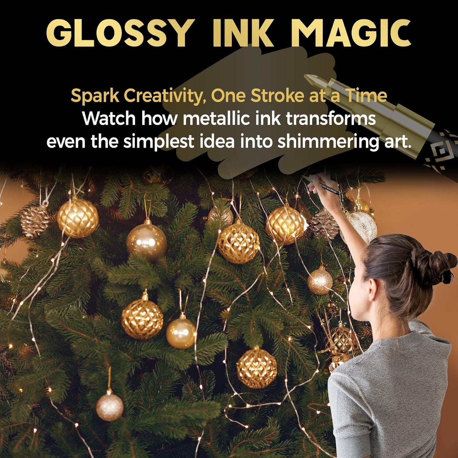 Marcadores de pintura cromada dorada Pagather - 3 piezas 0.7mm