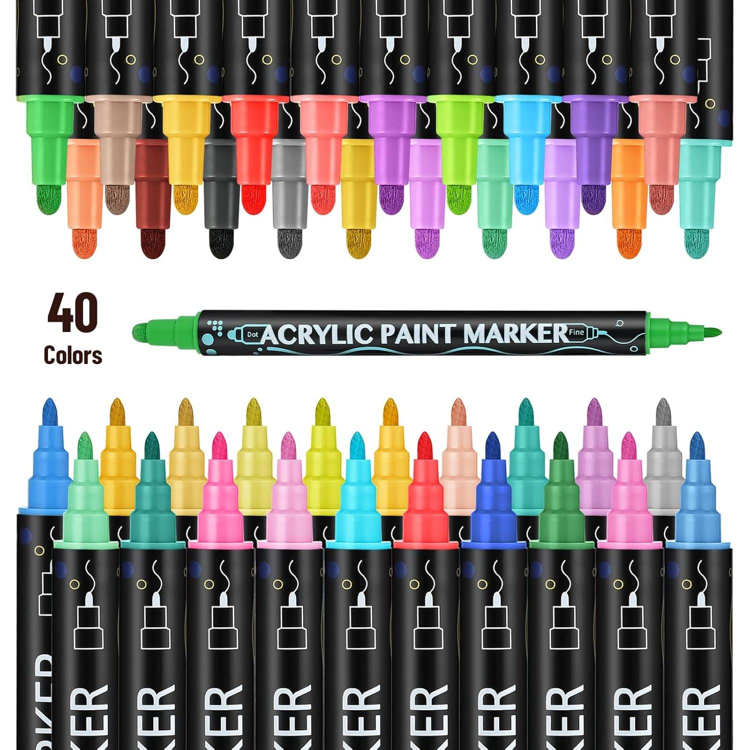 Marcadores de Pintura Acrílica Goldge - 40 Colores Doble Punta