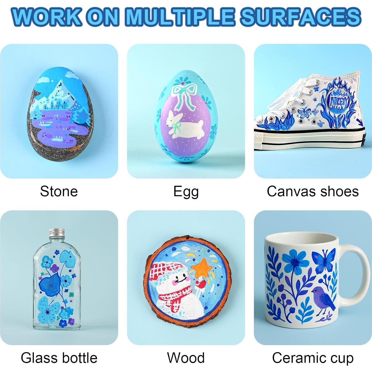 Marcadores Acrílicos NICETY 32 Colores Azul Punta de Pincel