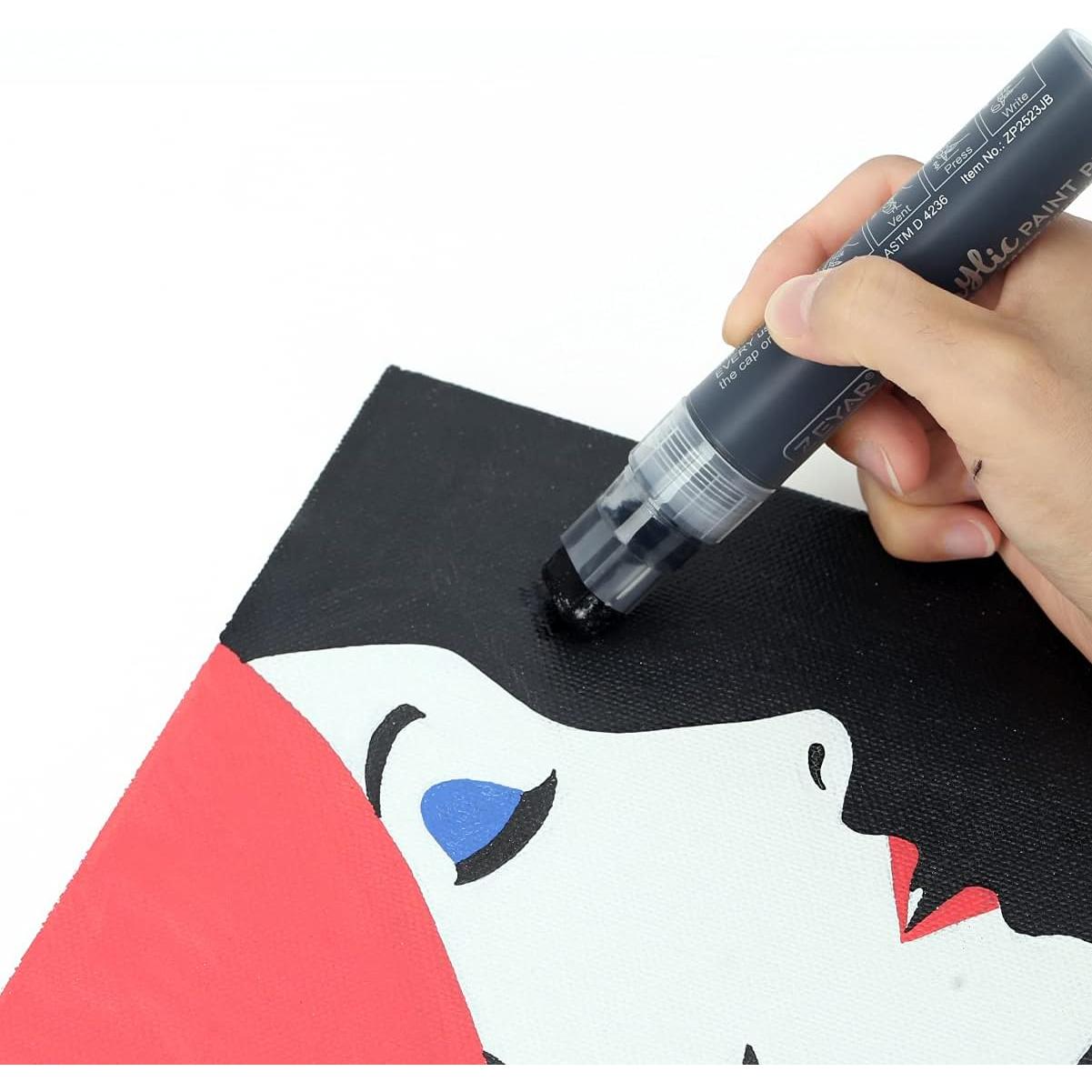 Marcadores Acrílicos ZEYAR, 6 Piezas, Punta Extra Fina y Jumbo