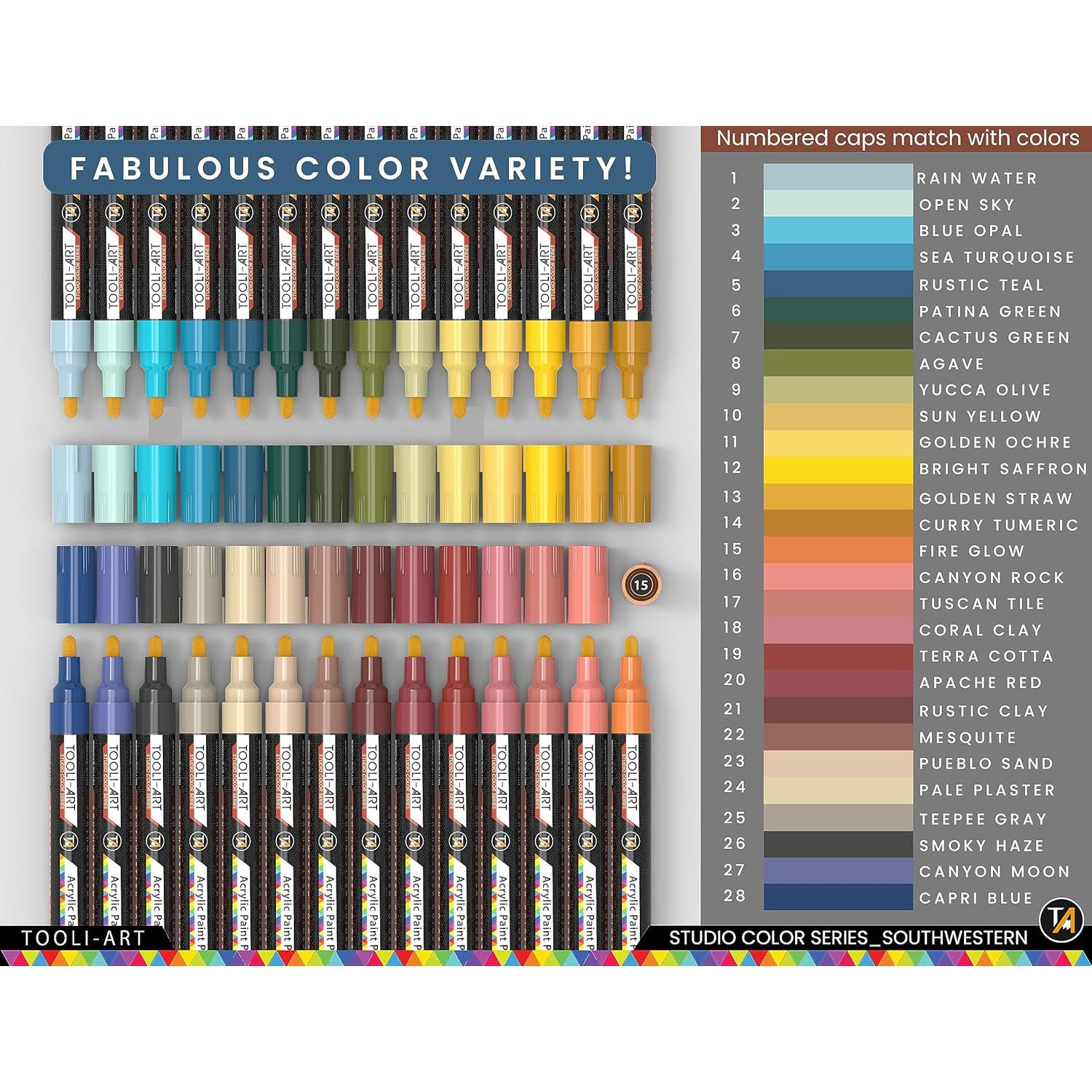 Set de 28 Marcadores de Pintura Acrílica TOOLI-ART Suroeste