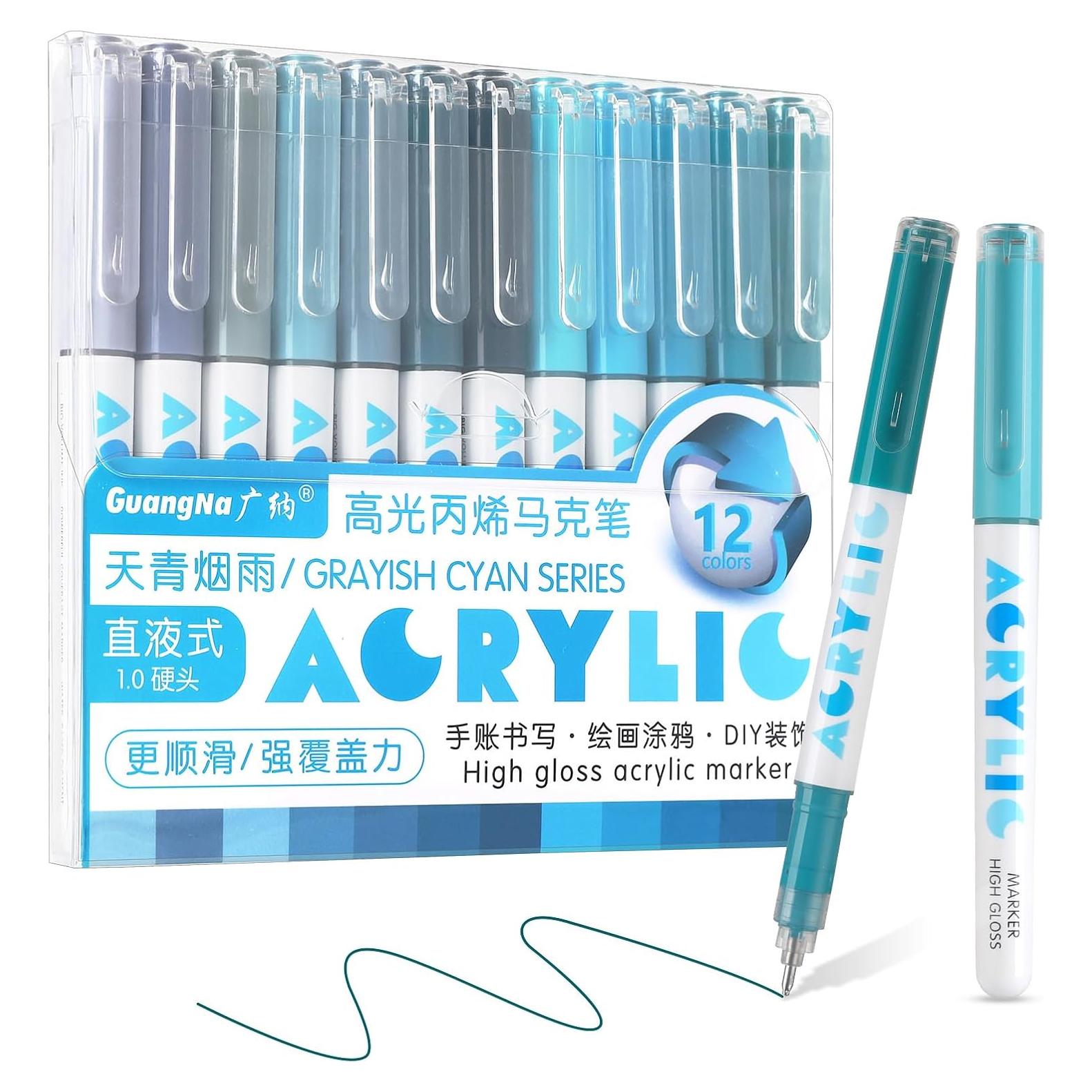 Marcadores acrílicos Kander 12 colores punta de bala 1mm