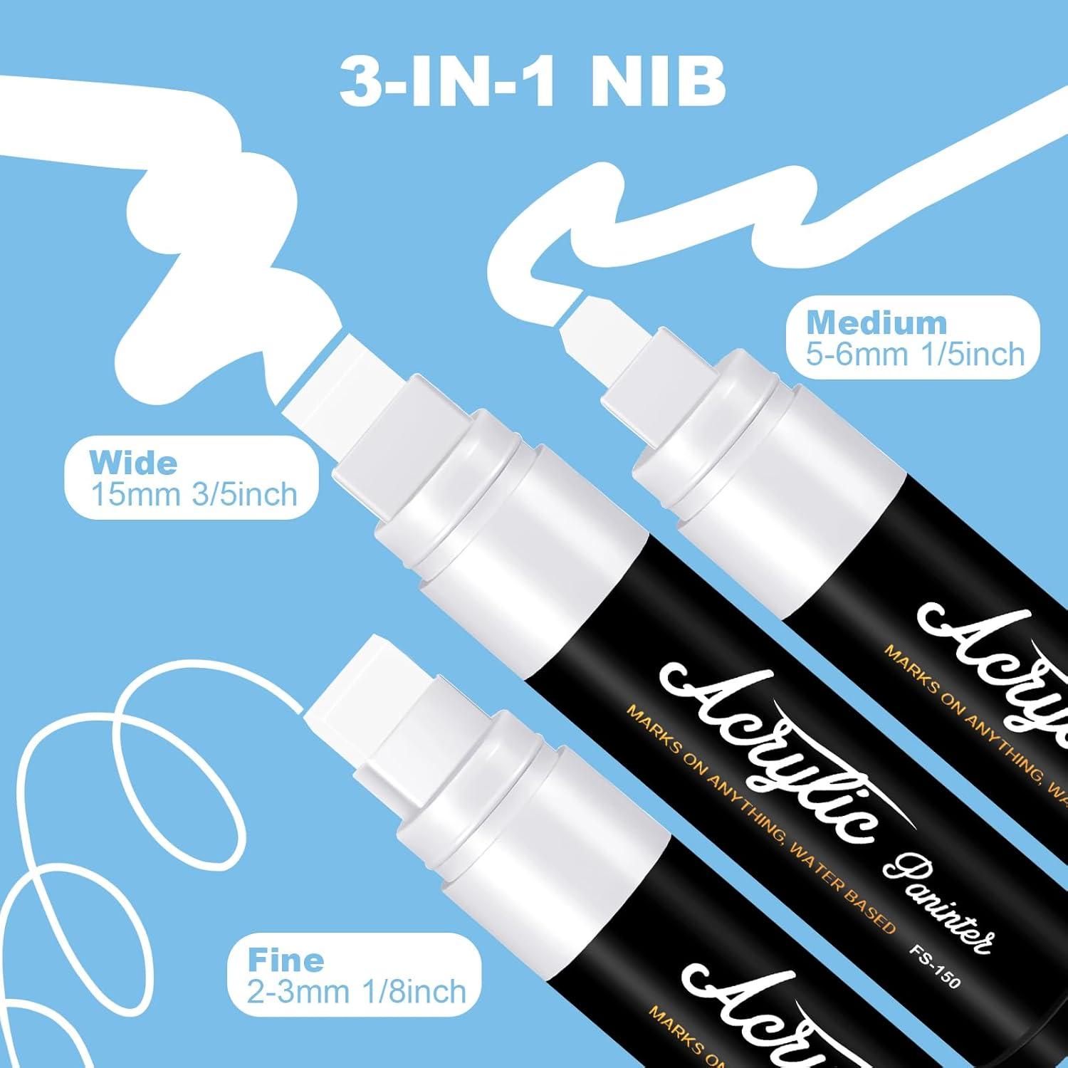 Marcadores de Póster Jumbo FUMILE 5 Pcs 3-15mm Blanco