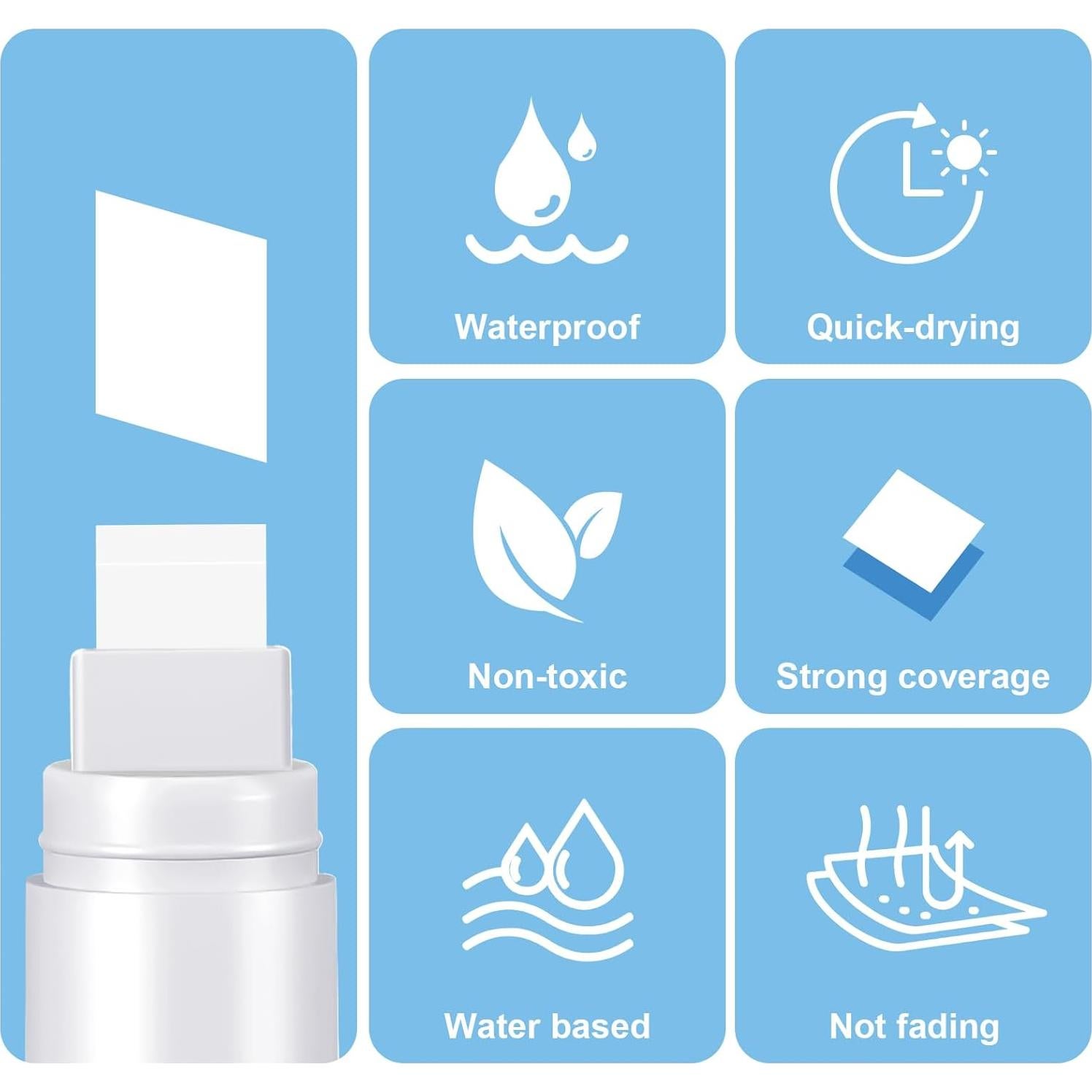 Marcadores de Póster Jumbo FUMILE 5 Pcs 3-15mm Blanco