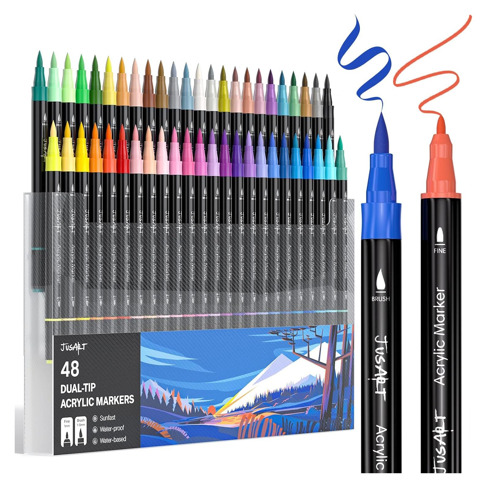 Marcadores de Pintura Acrílica JusArt 48 Colores Doble Punta